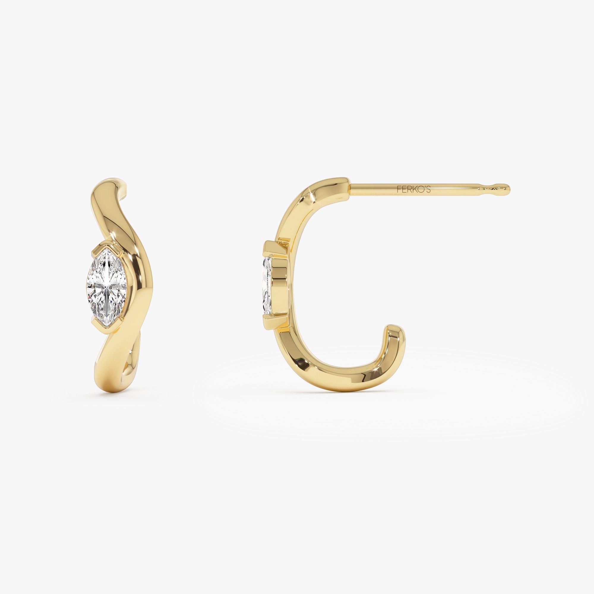 OBFJ0979 - 0.60 ctw 14k Marquise Shapes Lab Grown Swivel J Hoops - Emery 5