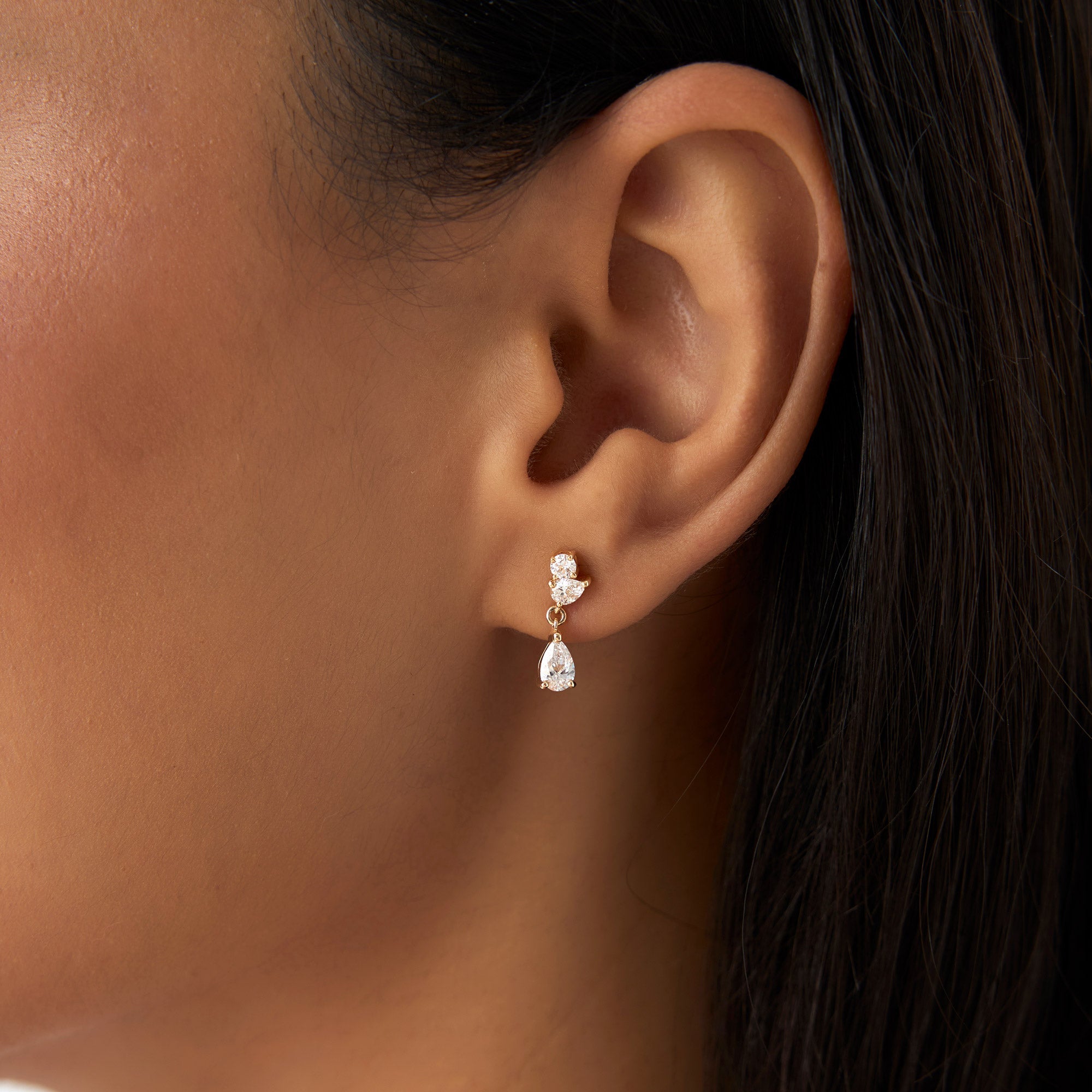 OBFJ0978 - 1.05 ctw 14k Petite Dangling Lab Grown Diamond Studs - Athena 2