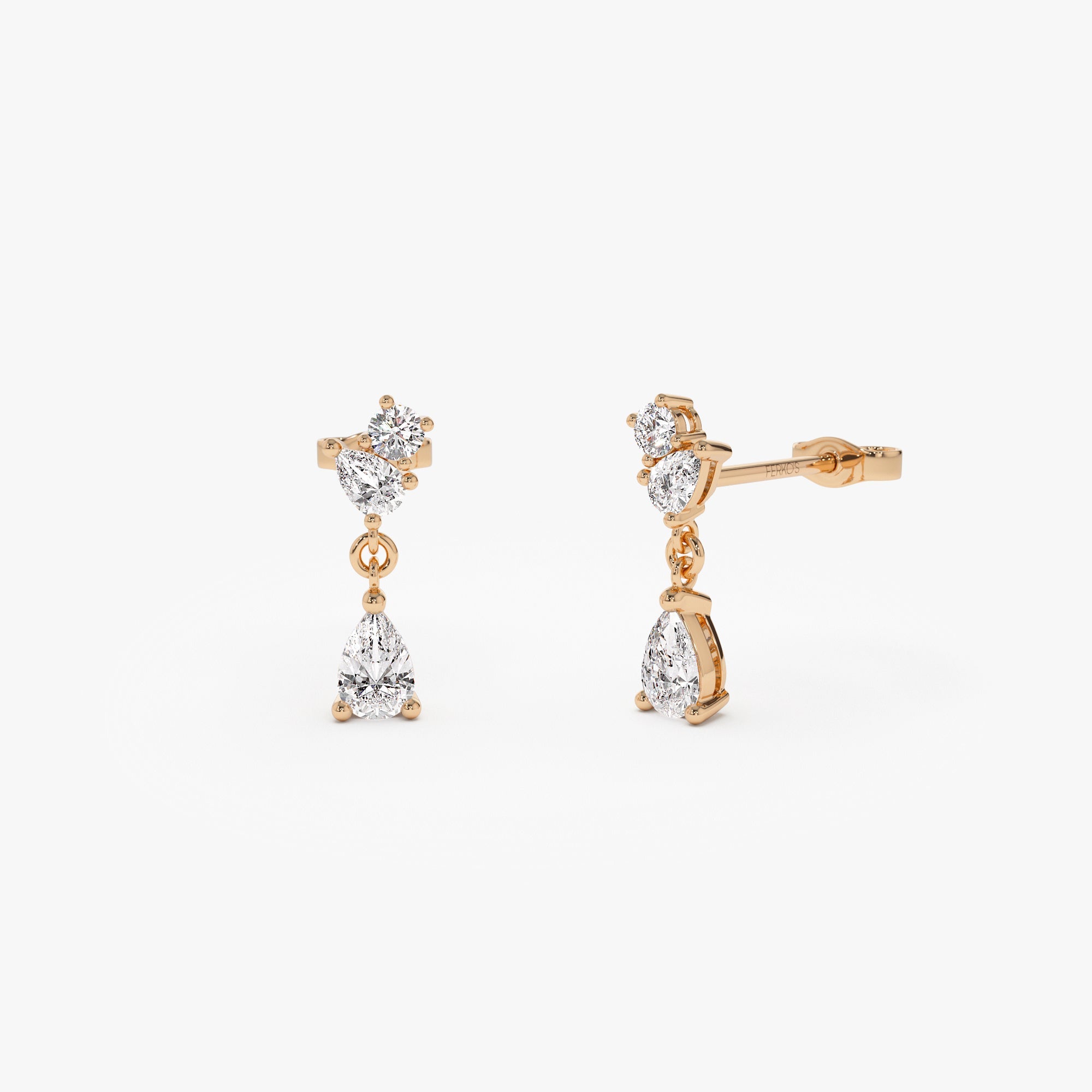 OBFJ0978 - 1.05 ctw 14k Petite Dangling Lab Grown Diamond Studs - Athena 5