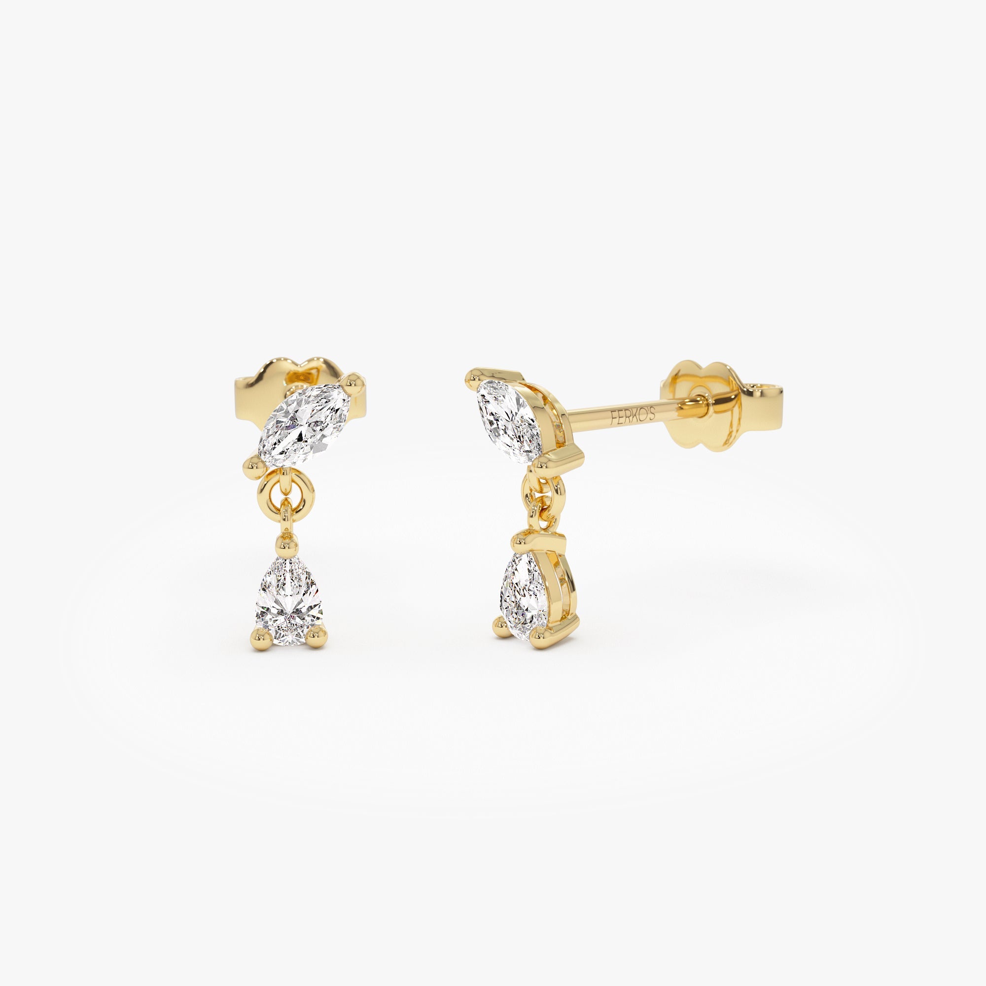 OBFJ0980 - 0.50 ctw 14k Mixed Match Dangling Lab Grown Diamond Studs - Kinsley 1