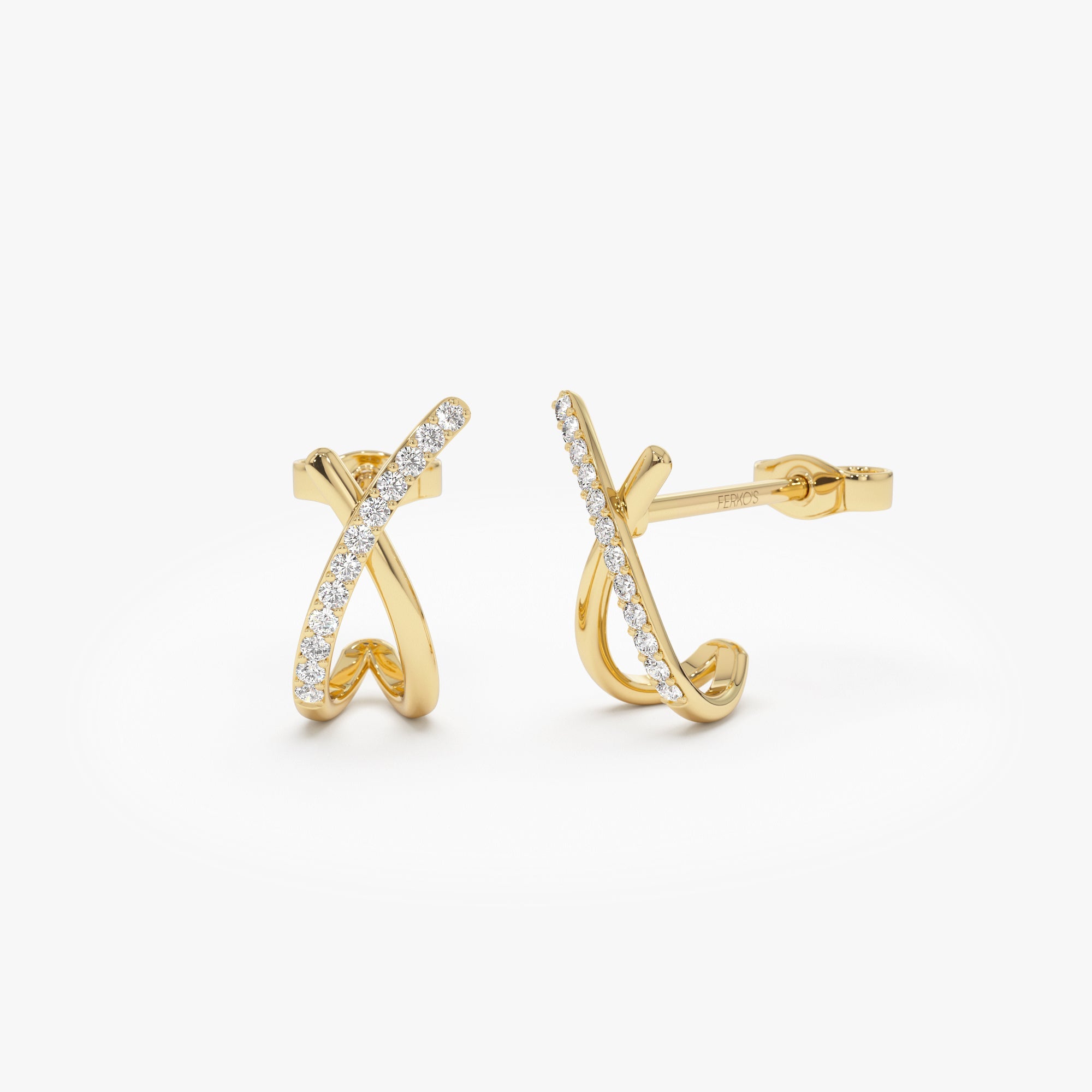 OBFJ1017 - 14k Moden X Design Diamond Studs 1