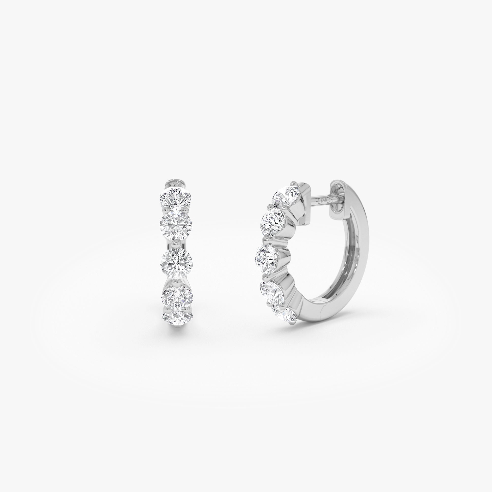 OBFJ1013 - 14k Shared Prong Diamond Hoops 6