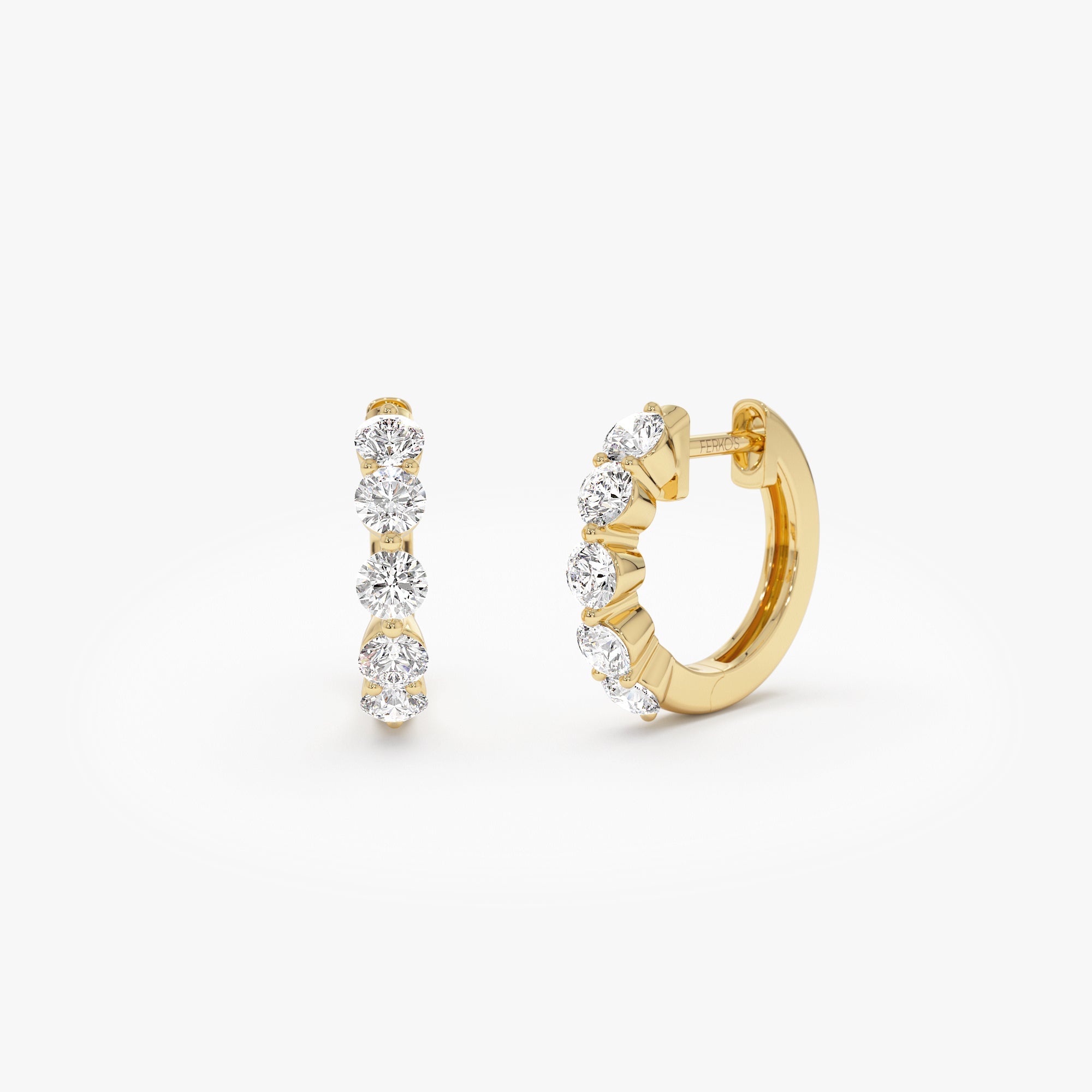 OBFJ1013 - 14k Shared Prong Diamond Hoops 1