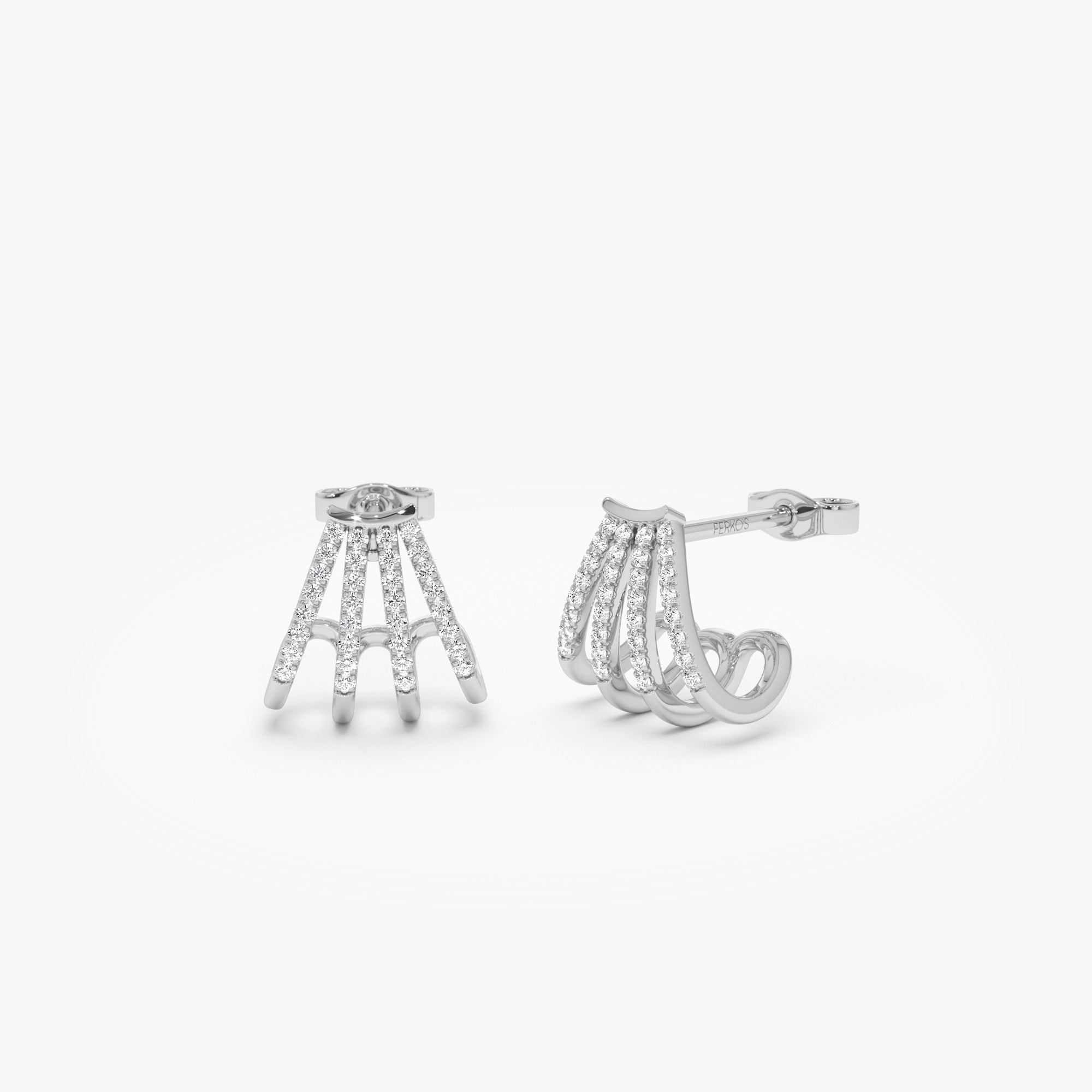 OBFJ1012 - 14k Multi Huggie Diamond Earrings 5