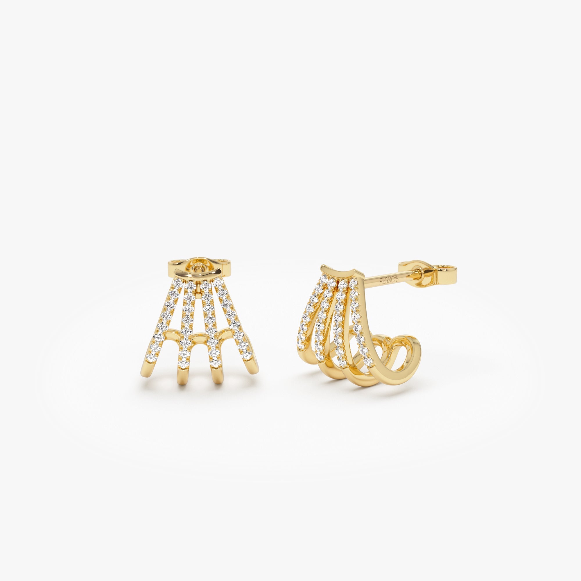 OBFJ1012 - 14k Multi Huggie Diamond Earrings 1
