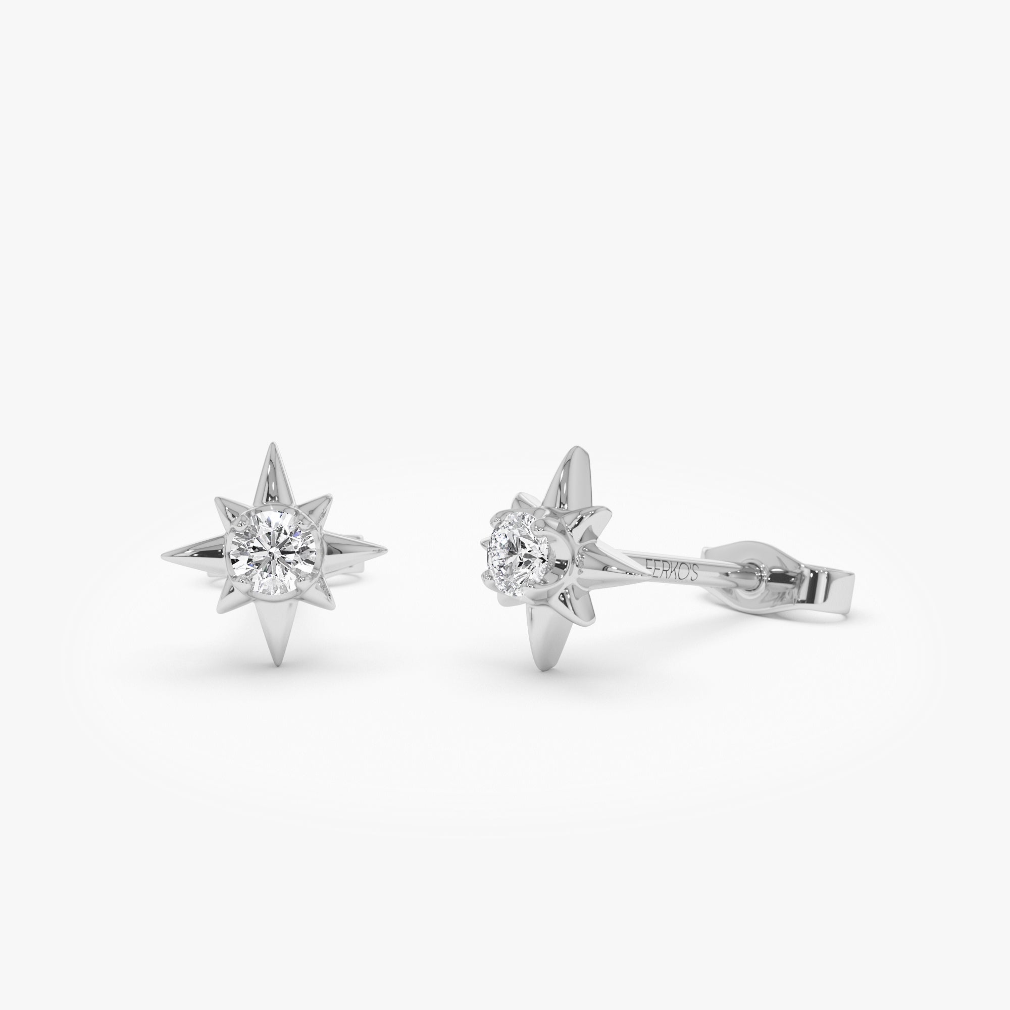 OBFJ0944 - 14k Northstar Diamond Studs 7