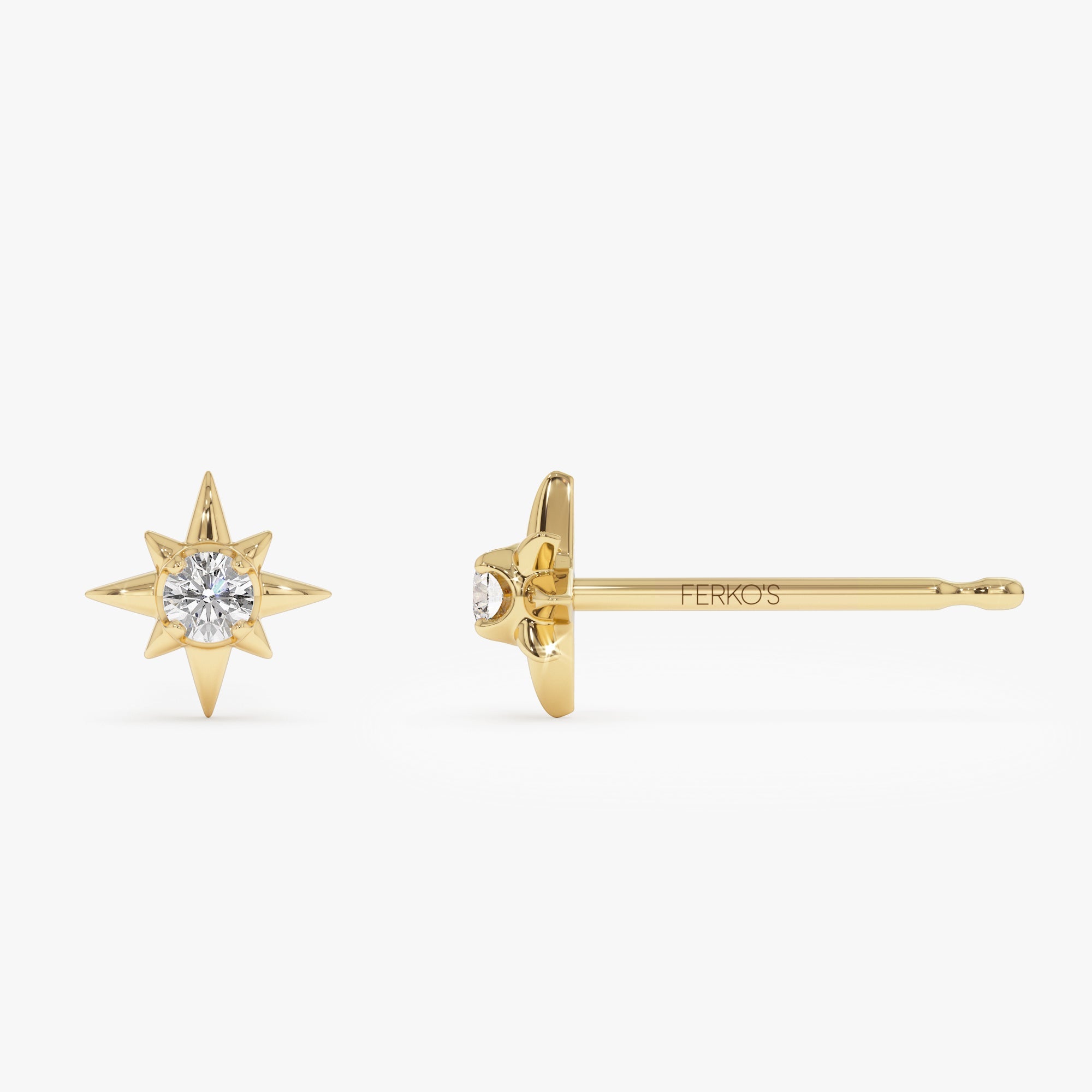 OBFJ0944 - 14k Northstar Diamond Studs 8
