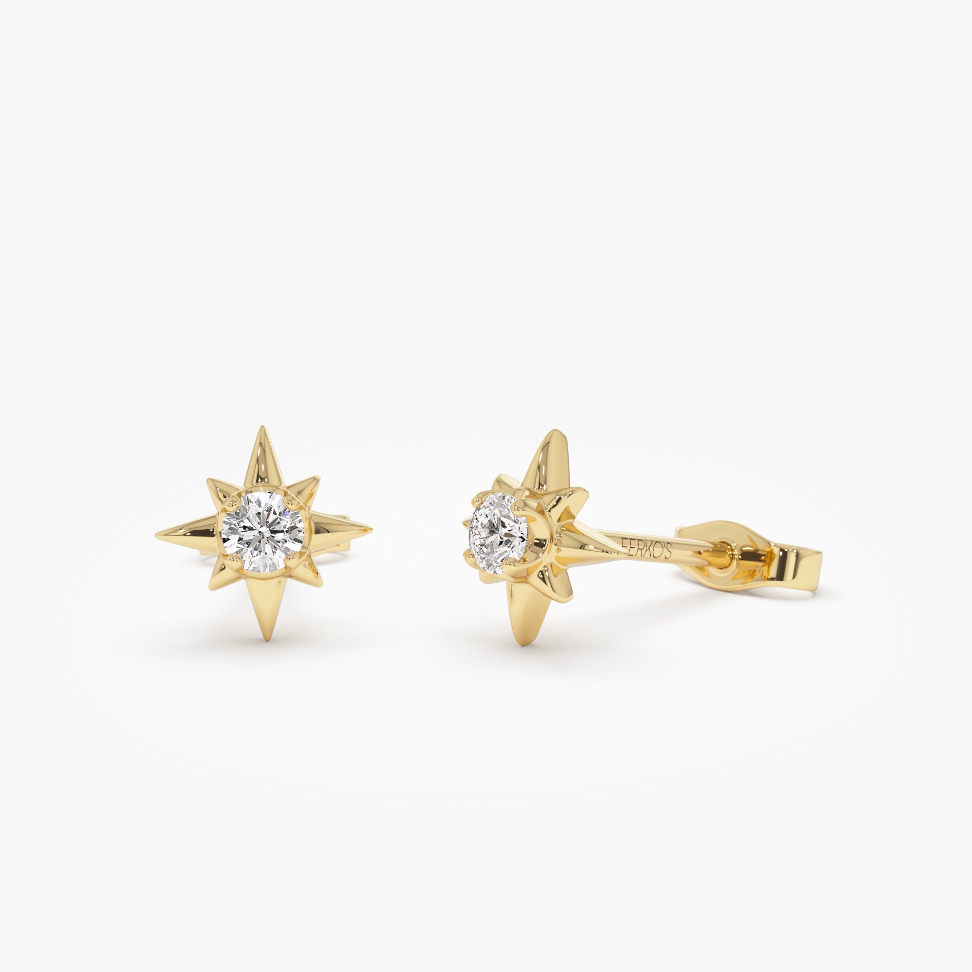 OBFJ0944 - 14k Northstar Diamond Studs 1