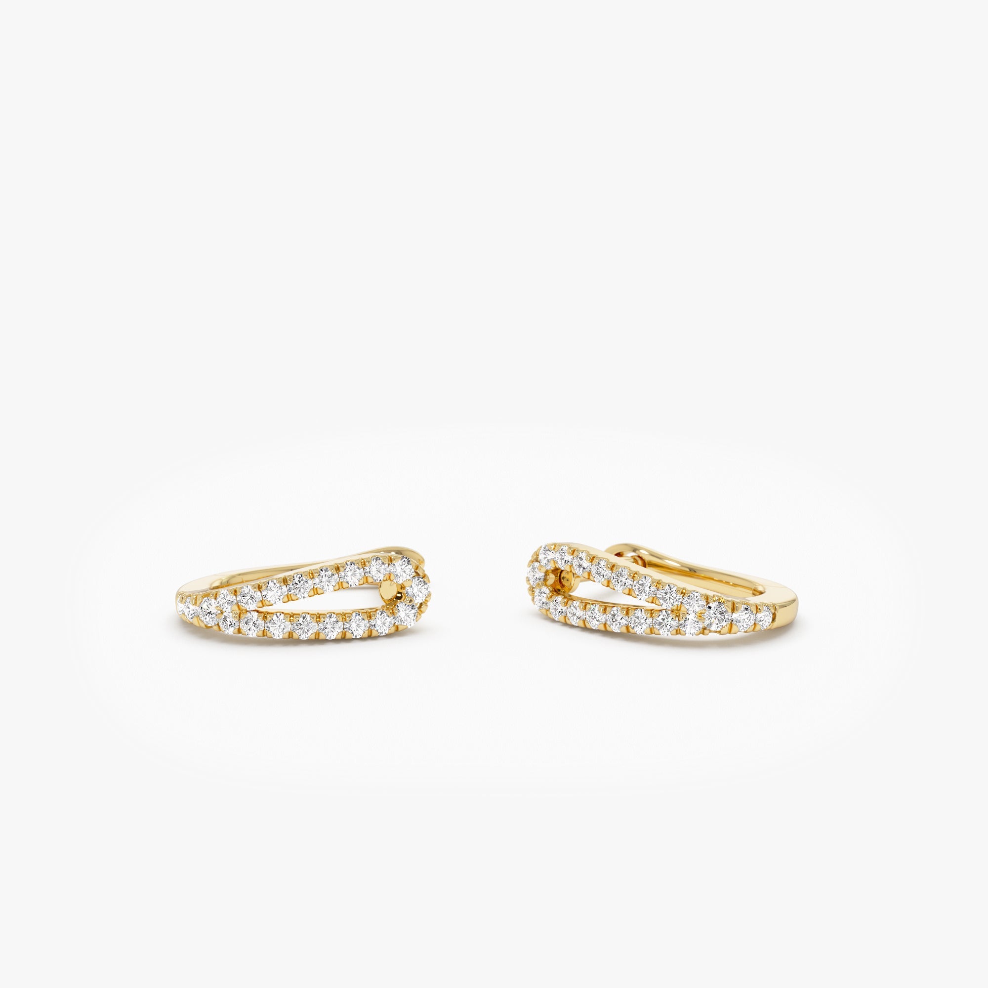 OBFJ0945 - 14k Double Mini Diamond Hoop Earrings 6