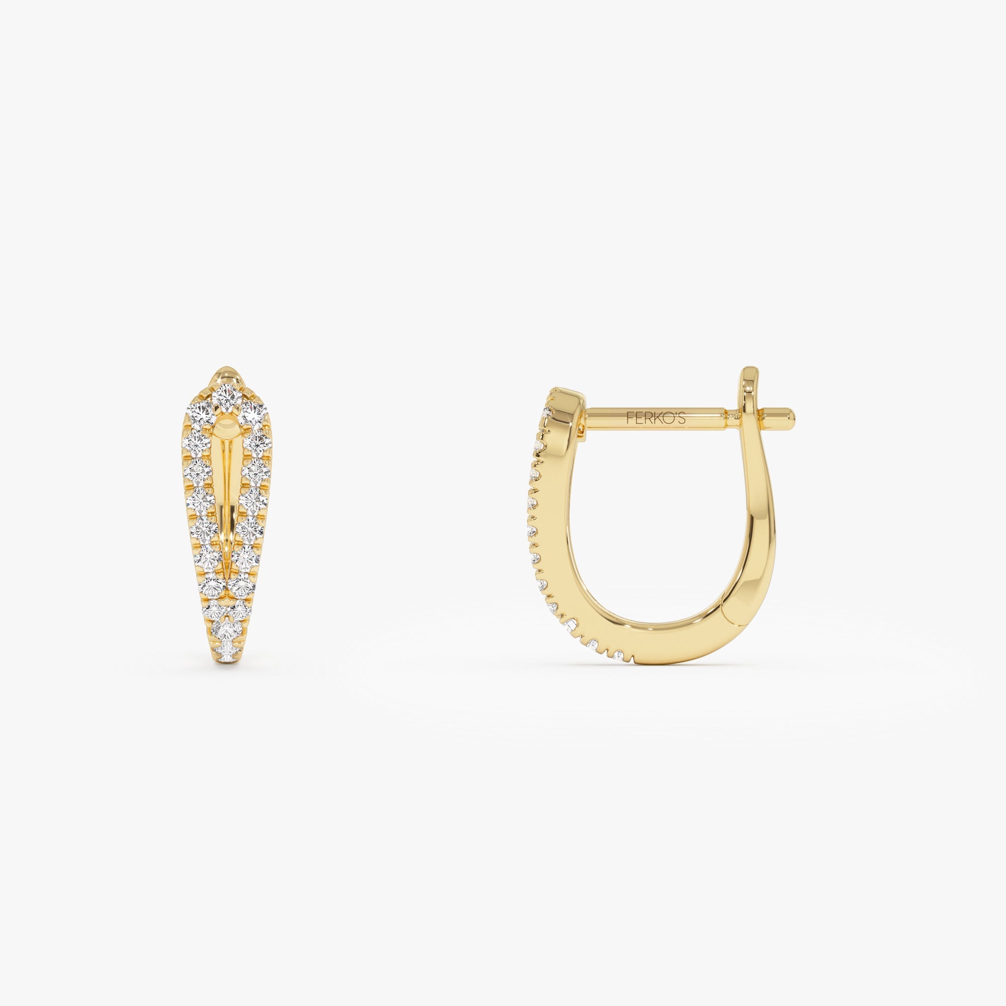 OBFJ0945 - 14k Double Mini Diamond Hoop Earrings 1