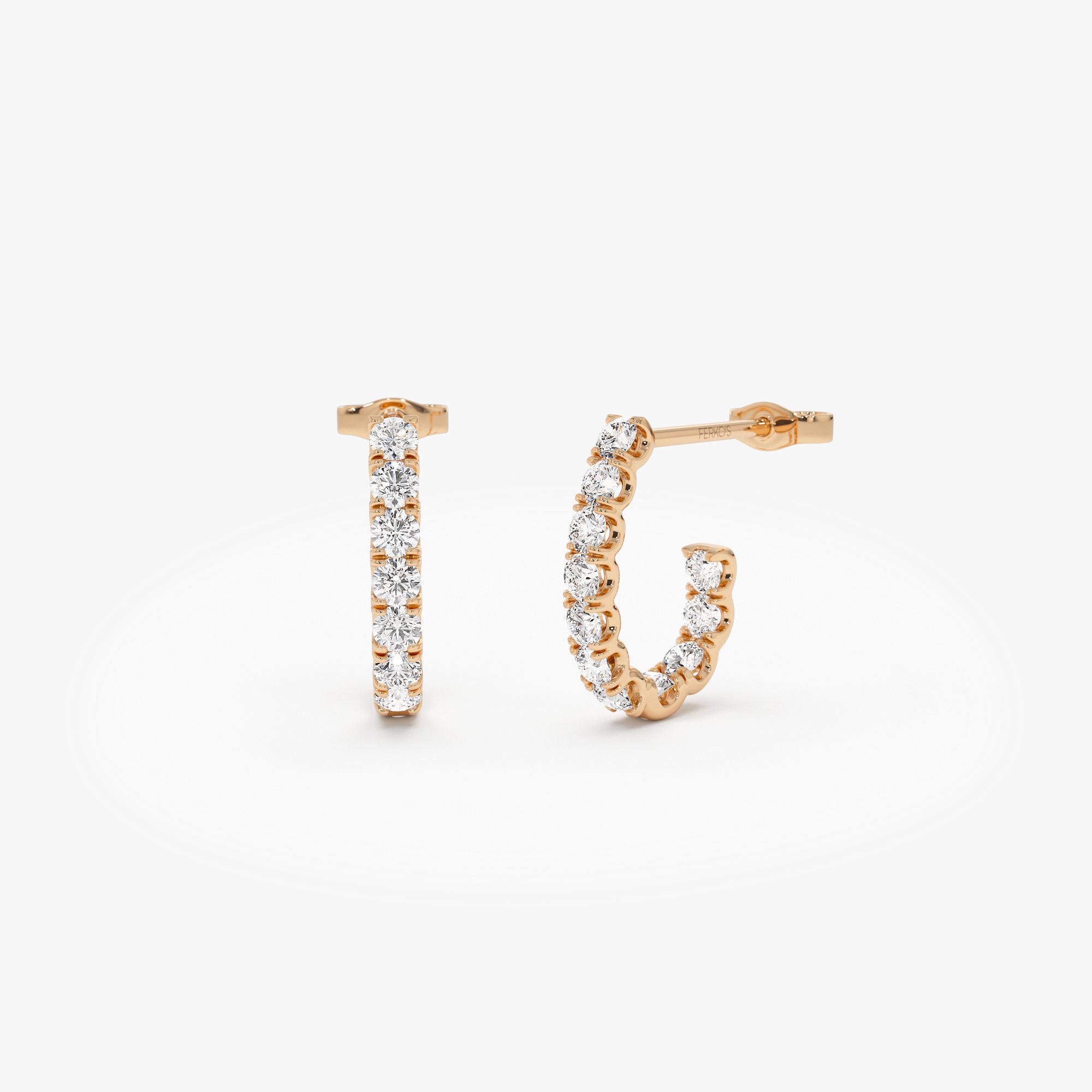OBFJ0897 - 14k Inside Out J Hoop Diamond Earrings 5