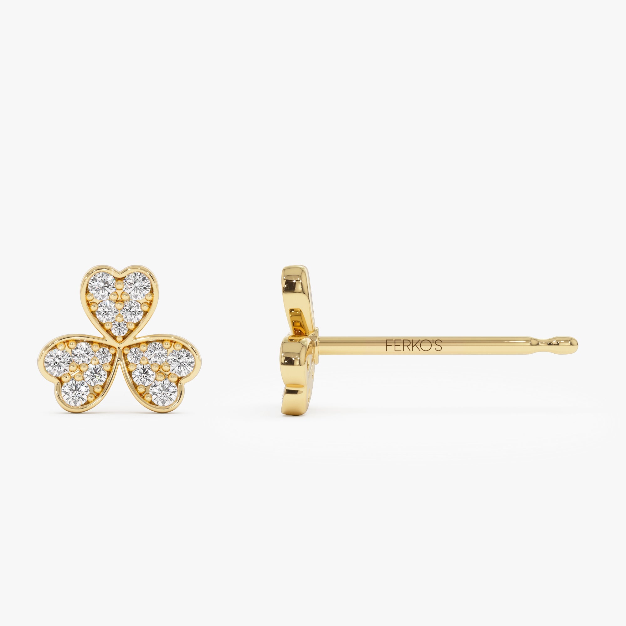 OBFJ0875 - 14K Pave Clover Diamond Earrings 7