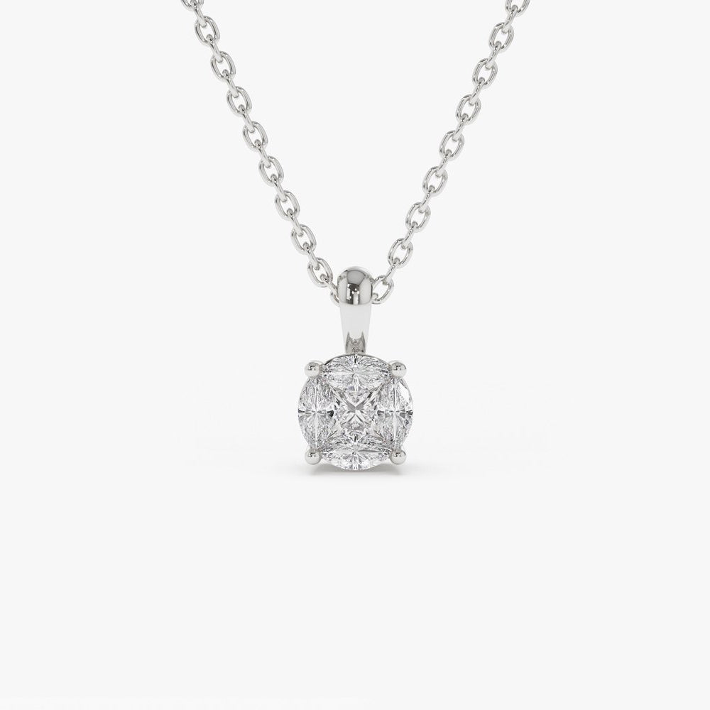 OBFJ1979 - 14k 0.25ctw Illusion Setting Brilliant Diamond Necklace 4