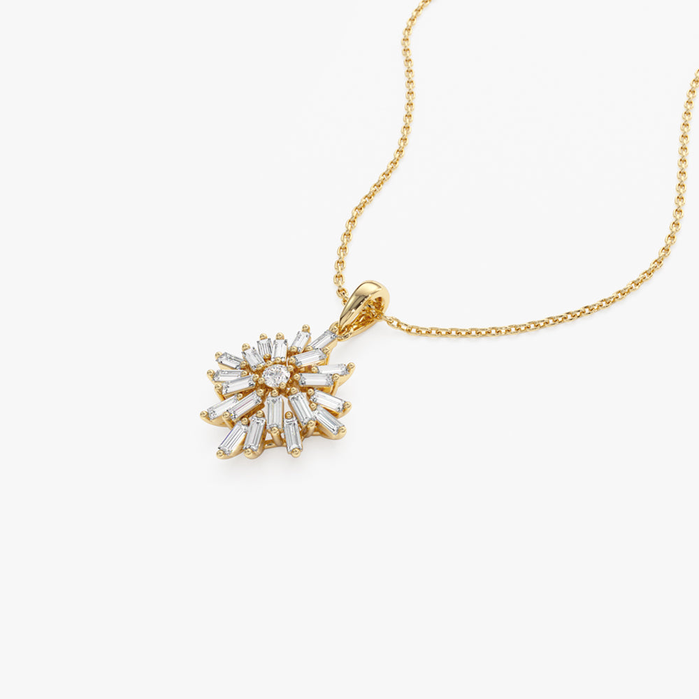 OBFJ2189 - Baguette Diamond Cluster Pendant necklace in selectable metal and diamond options - Roselle Jewelry view 8