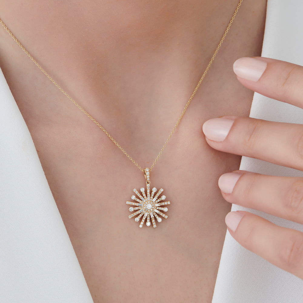 OBFJ1550 - 14k Baguette Diamond Unique Necklace 3