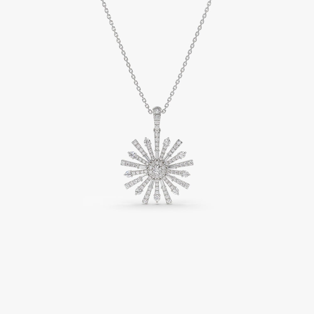 OBFJ1550 - 14k Baguette Diamond Unique Necklace 6