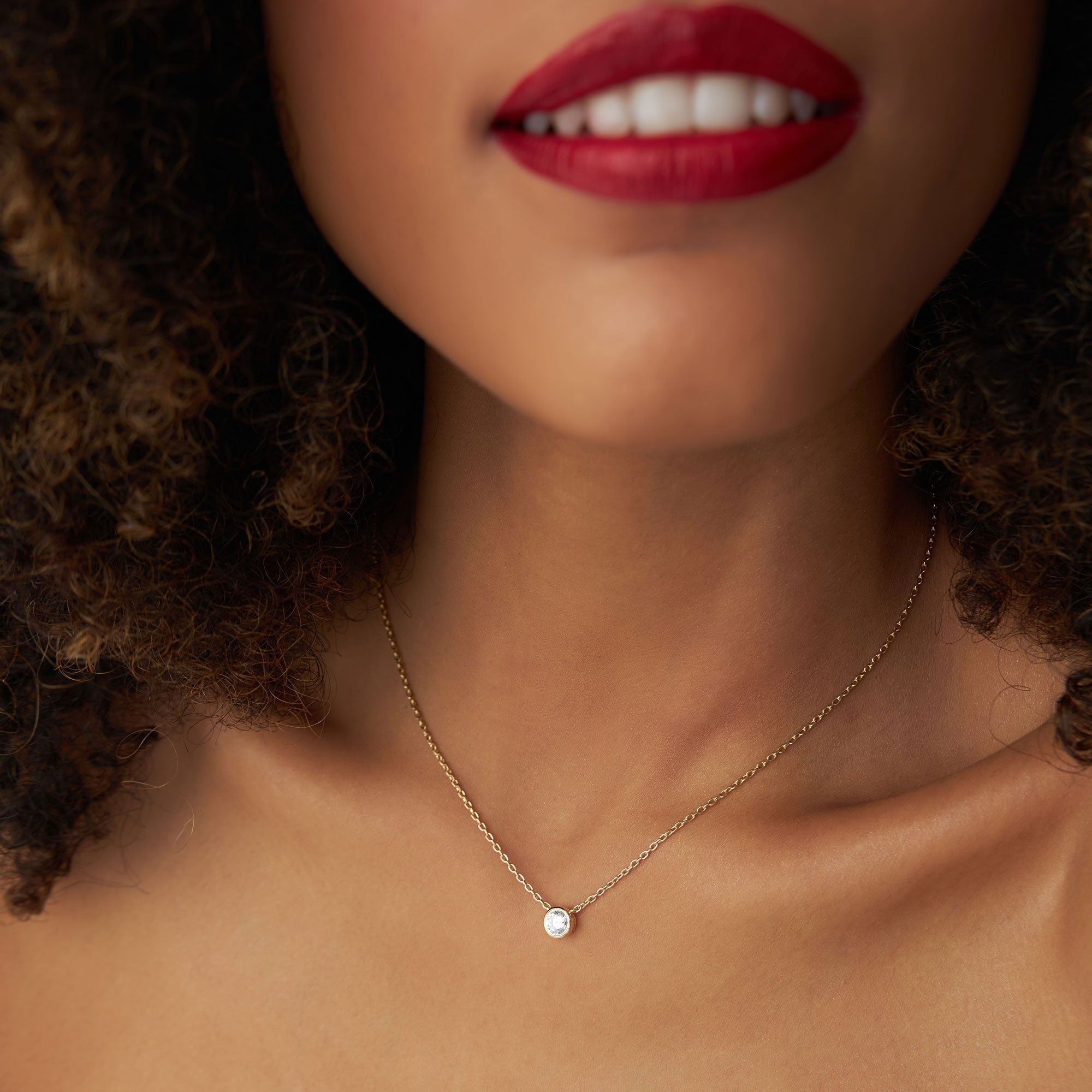 OBFJ1125 - 0.50 - 1.00 ctw 14k Bezel Setting Round Diamond Lab Grown Solitaire Necklace - Reina 6