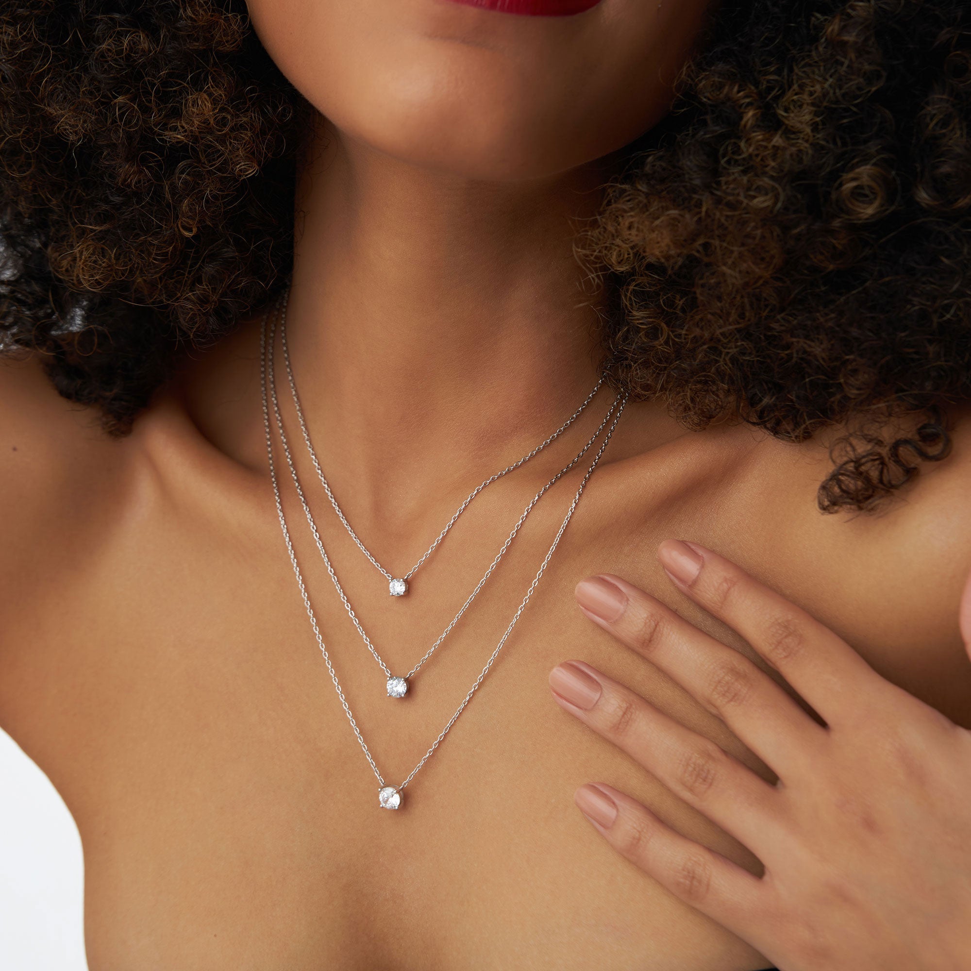OBFJ1126 - 0.50 - 1.00 ctw 14k Four Prong Round Diamond Lab Grown Solitaire Necklace - Noah 2