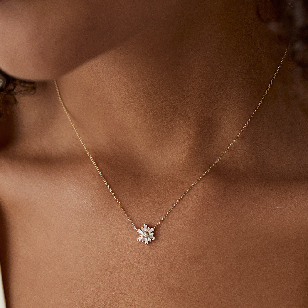 OBFJ1511 - 14k Tapered Baguette Diamond Necklace 2