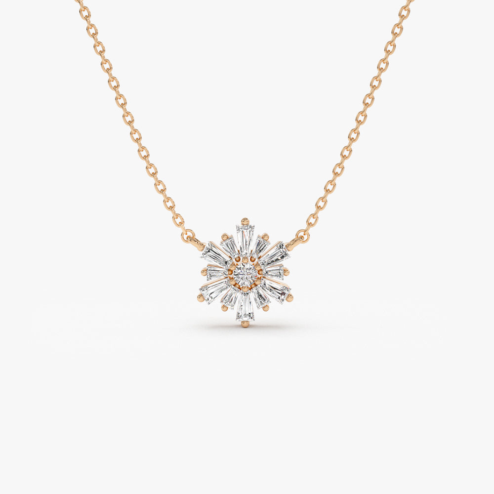OBFJ1511 - 14k Tapered Baguette Diamond Necklace 6