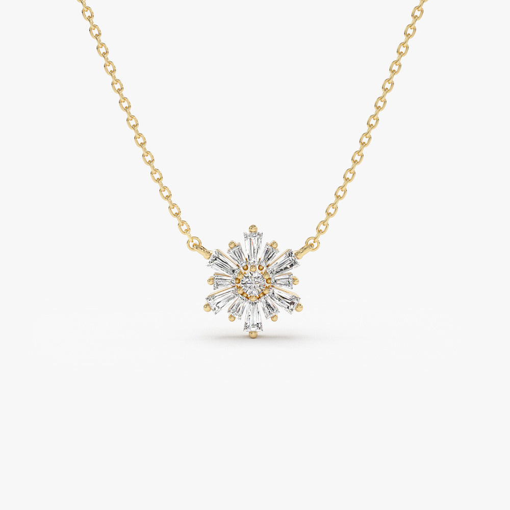 OBFJ1511 - 14k Tapered Baguette Diamond Necklace 1
