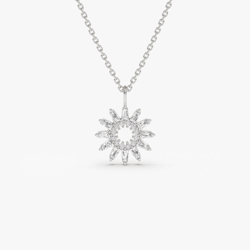 OBFJ1510 - 14k Baguette Diamond Star Pendant Necklace 4