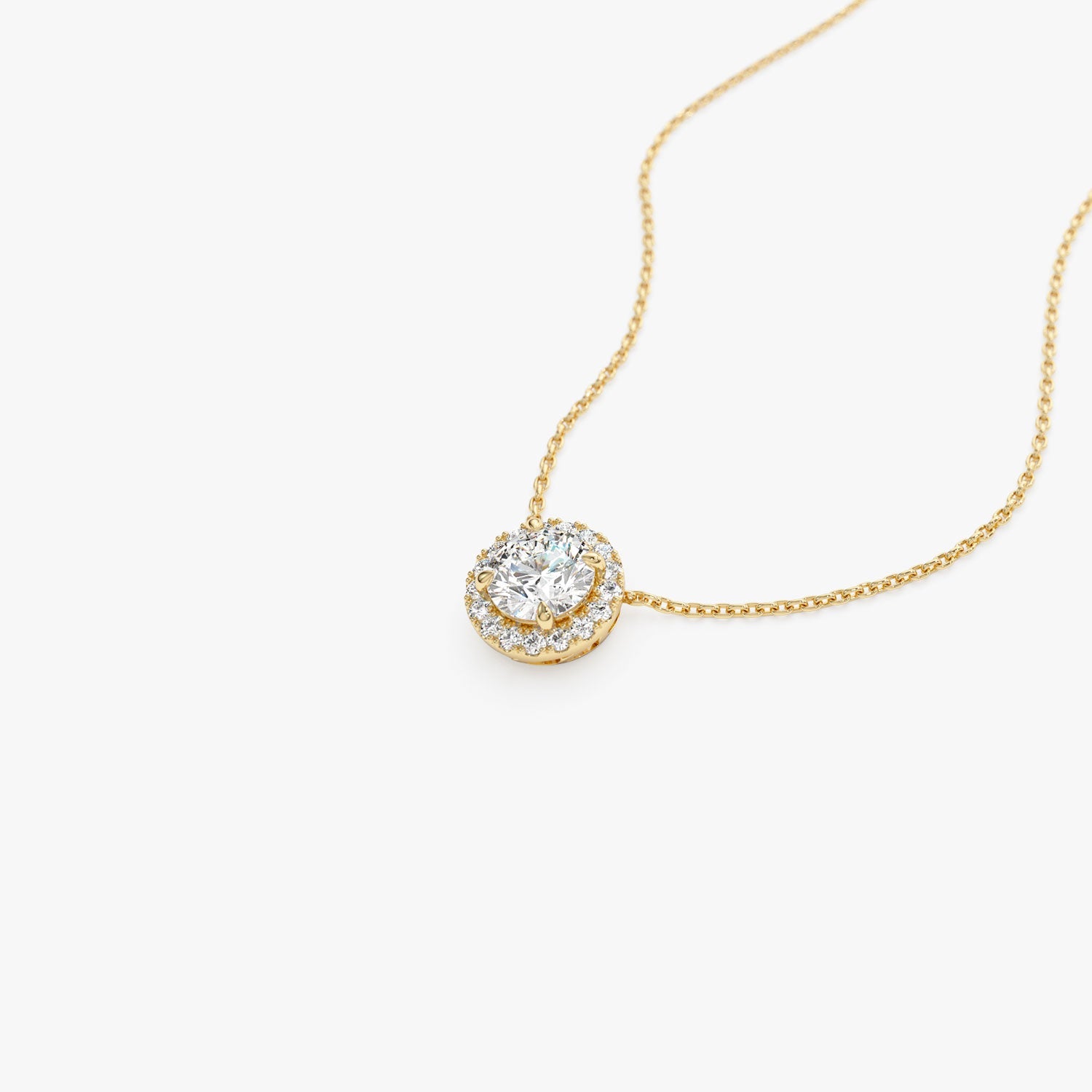 OBFJ1366 - 0.90 ctw 14K Halo Setting Round Brilliant Cut Lab Grown Diamond Necklace - Ana 7