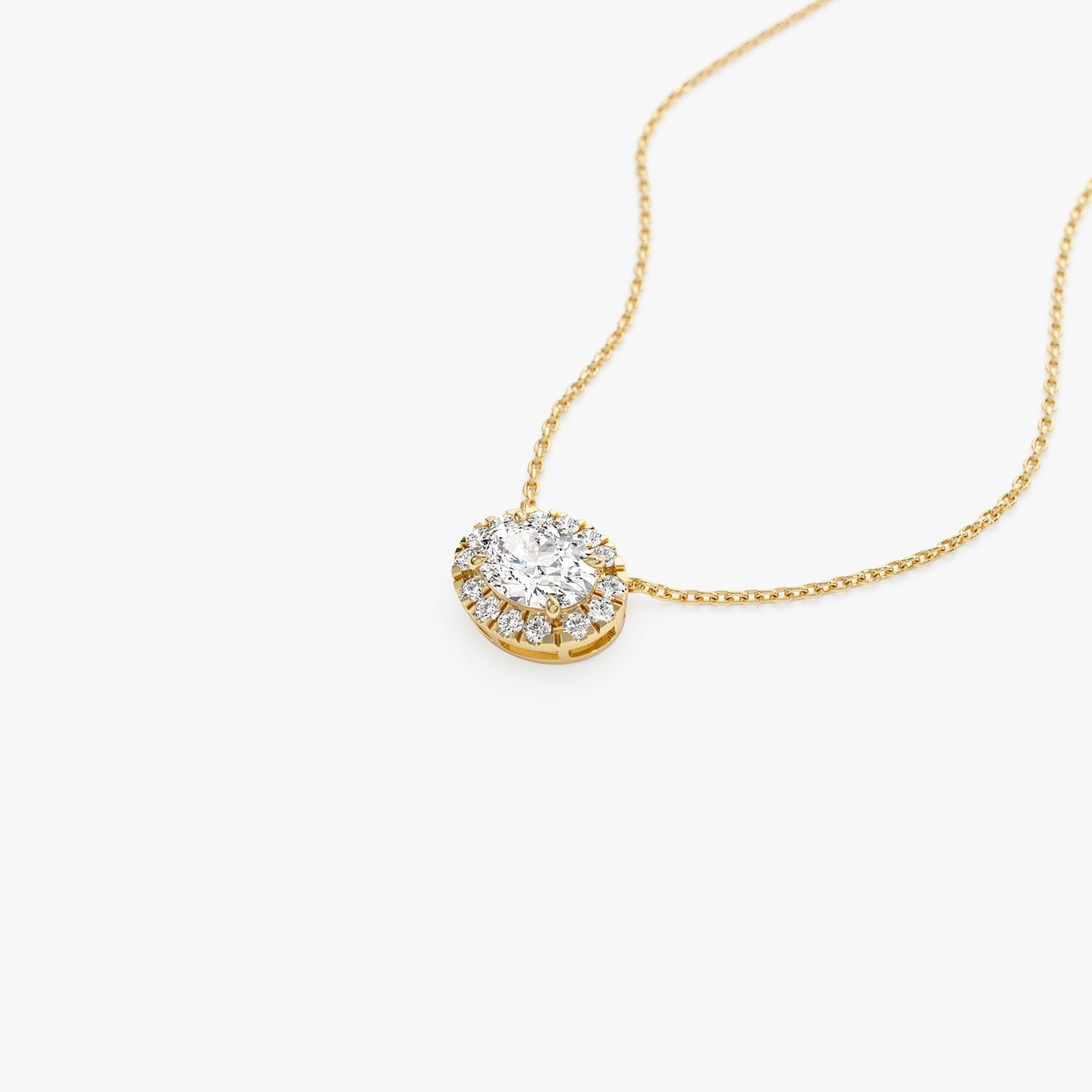 OBFJ1363 - 0.90 ctw 14K Halo Setting Oval Cut Lab Grown Diamond Necklace - Amy 8