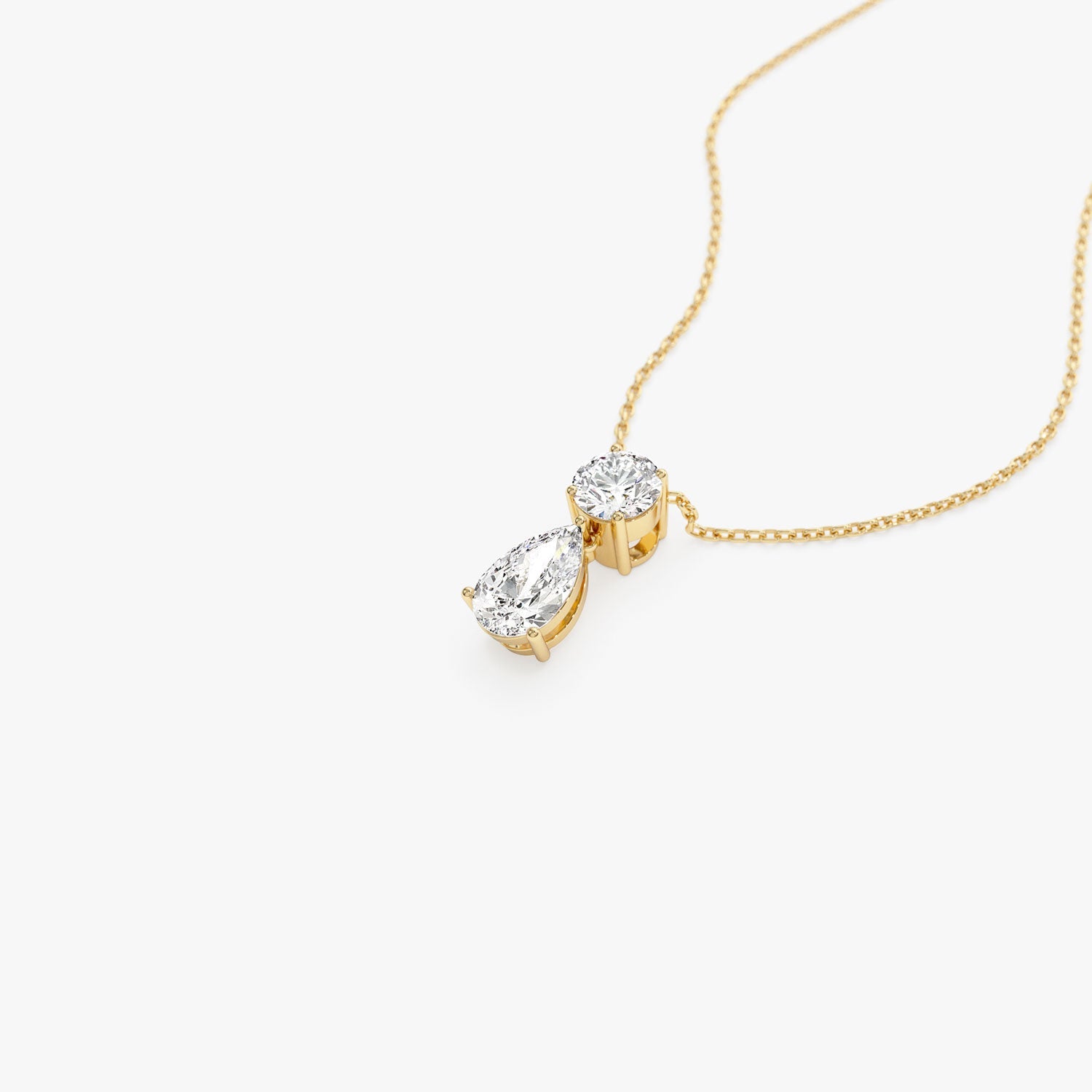 OBFJ1362 - 1.25 ctw 14K Basket Setting Pear Shape & Round Cut Lab Grown Diamond Necklace - Lila 7