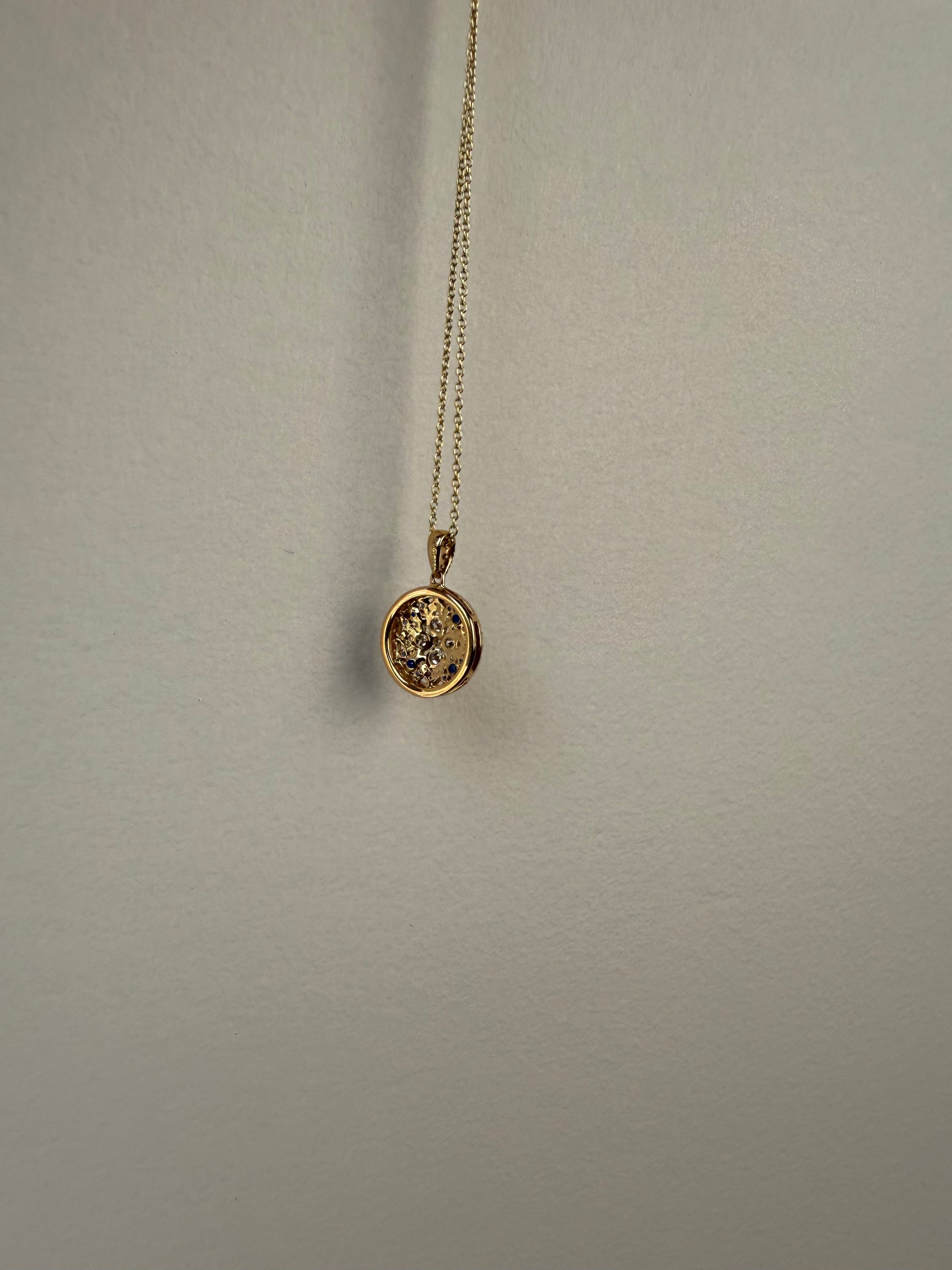OBFJ0060 - 14k Gold Sapphire and Diamond Floral Design Necklace 5