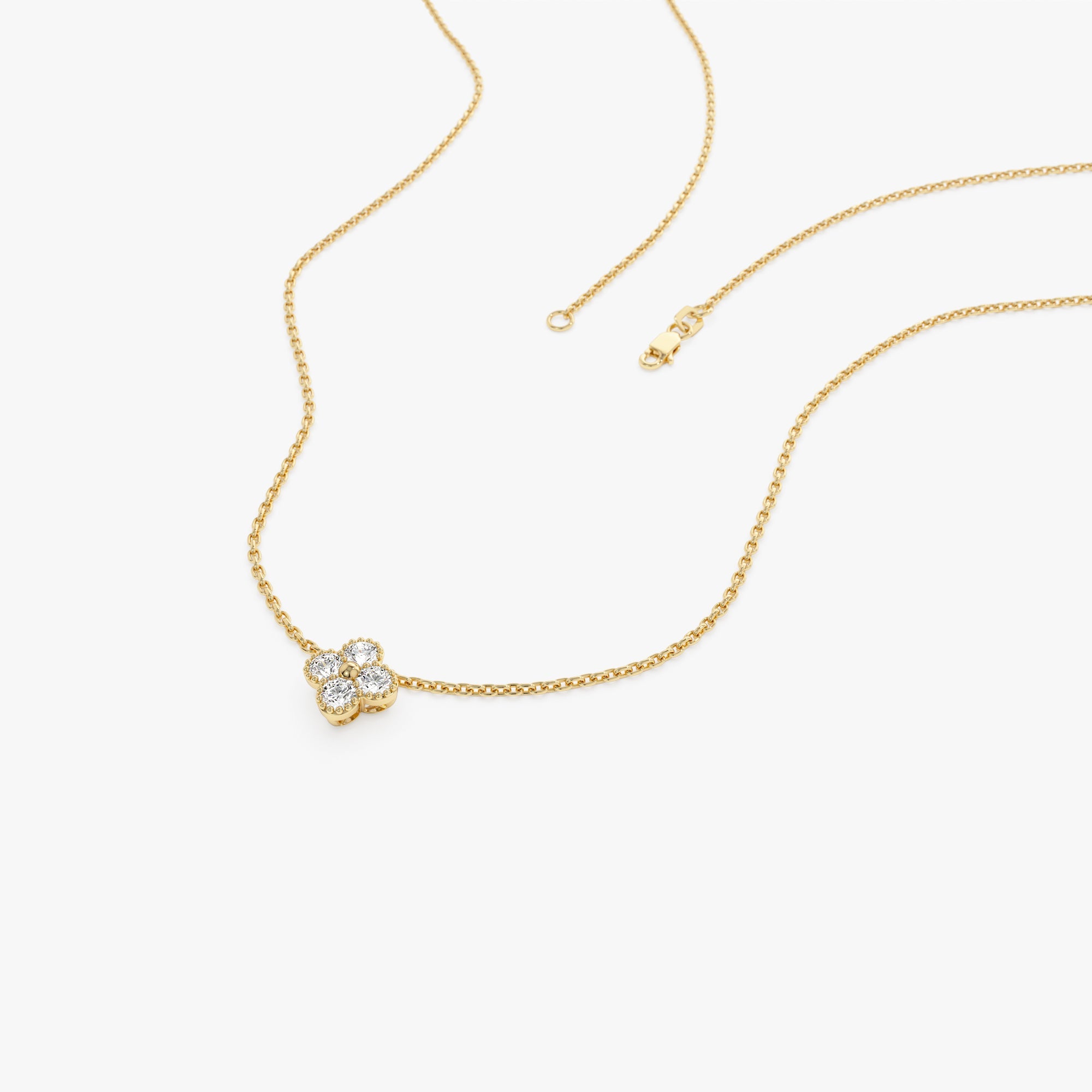 OBFJ1030 - 14k Diamond Clover Beaded Necklace 6