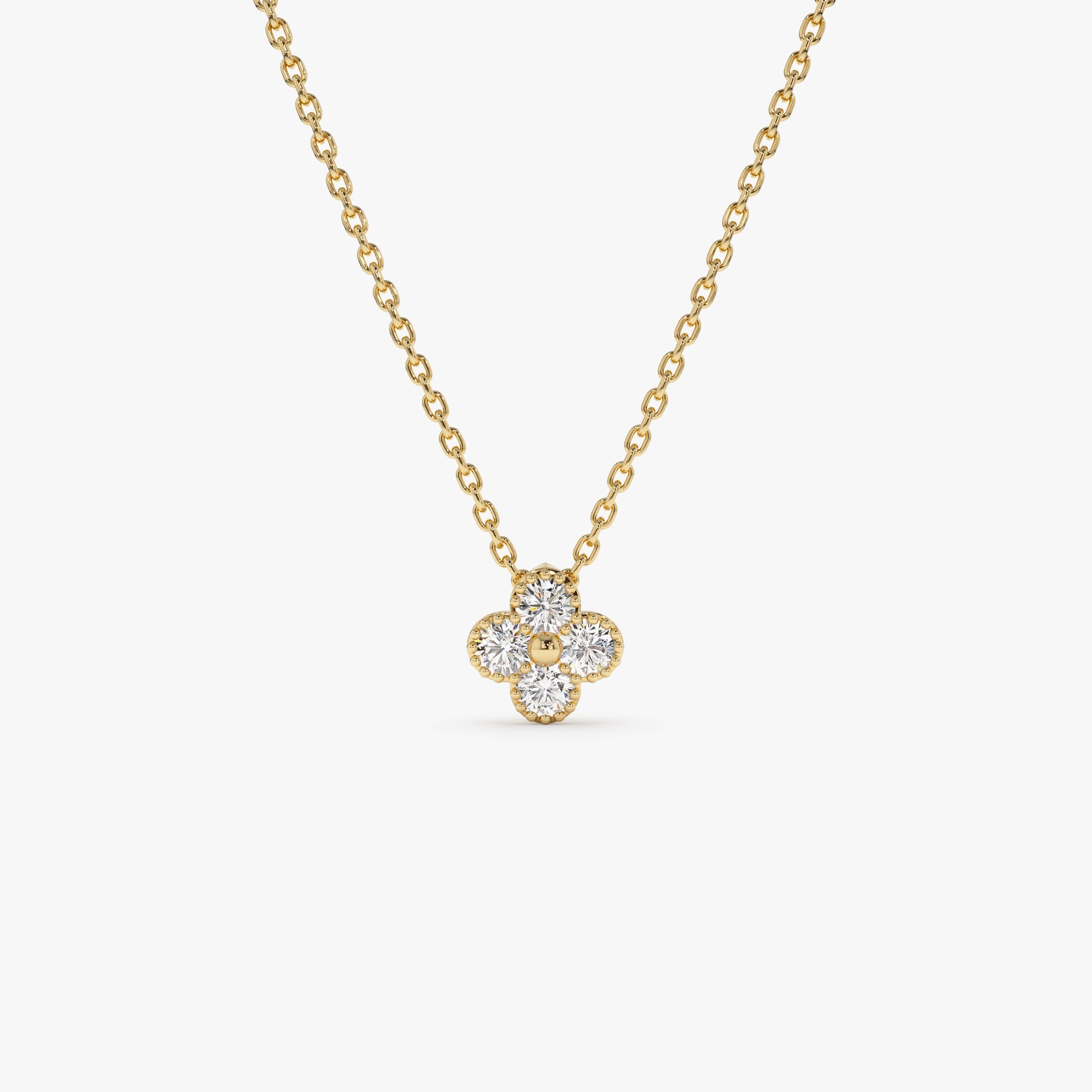 OBFJ1030 - 14k Diamond Clover Beaded Necklace 1