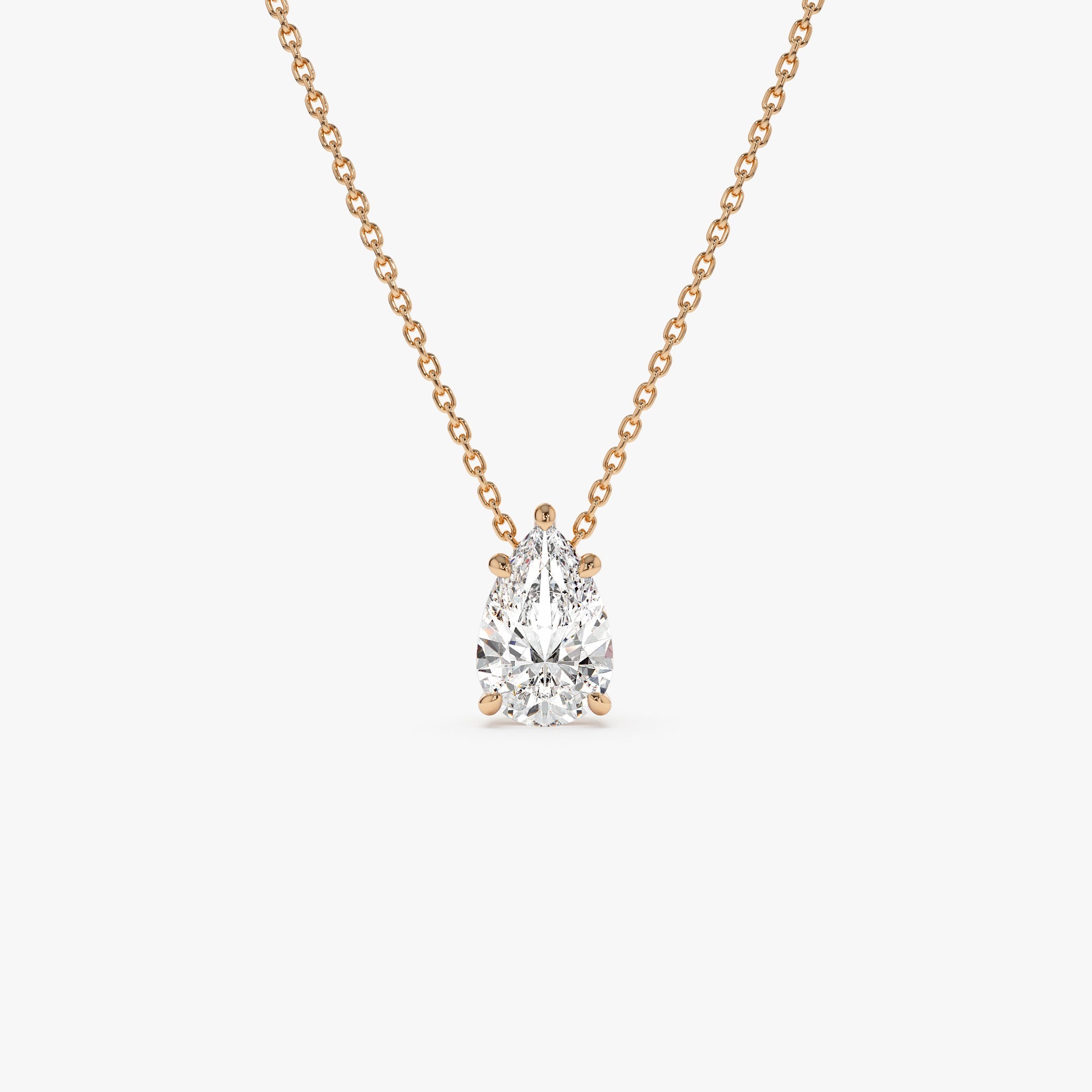 OBFJ1021 - 1.25 ctw 14k Five Prong Pear Shaped Lab Grown Diamond Necklace - Gianna 6