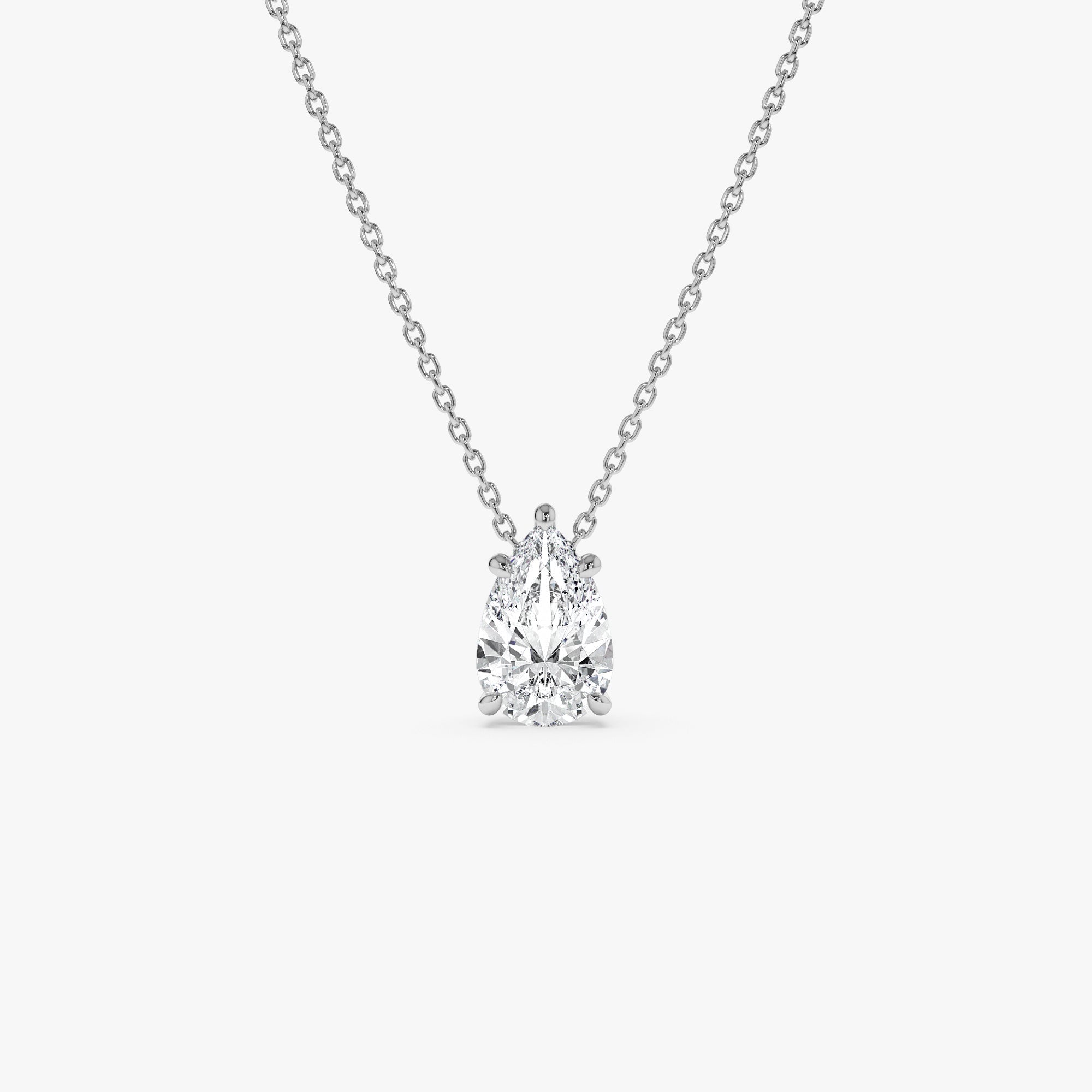 OBFJ1021 - 1.25 ctw 14k Five Prong Pear Shaped Lab Grown Diamond Necklace - Gianna 5