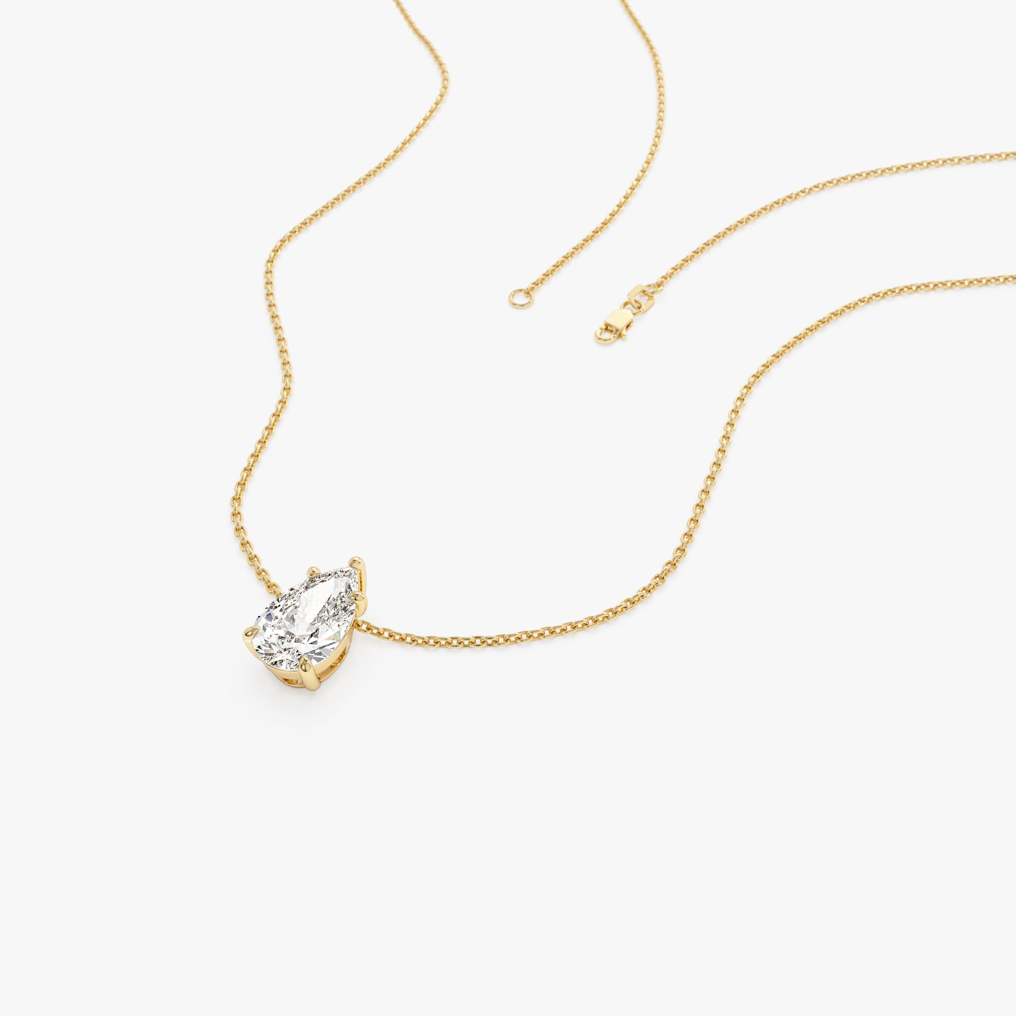 OBFJ1021 - 1.25 ctw 14k Five Prong Pear Shaped Lab Grown Diamond Necklace - Gianna 7