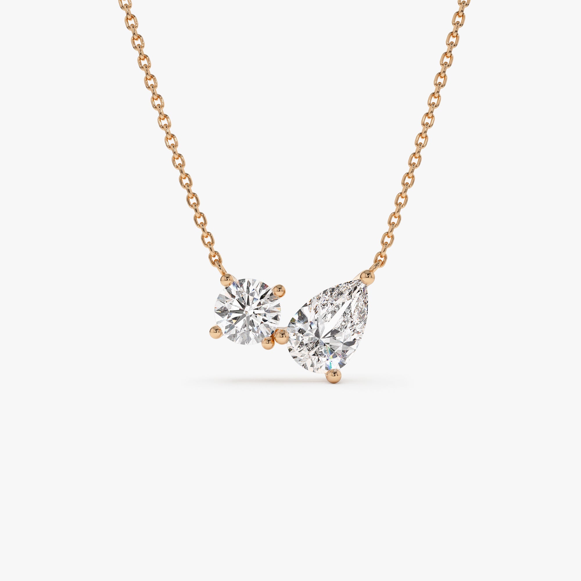 OBFJ0970 - 1.55 ctw 14k Pear Shaped and Round Lab Grown Diamond Neklace - Maria 7