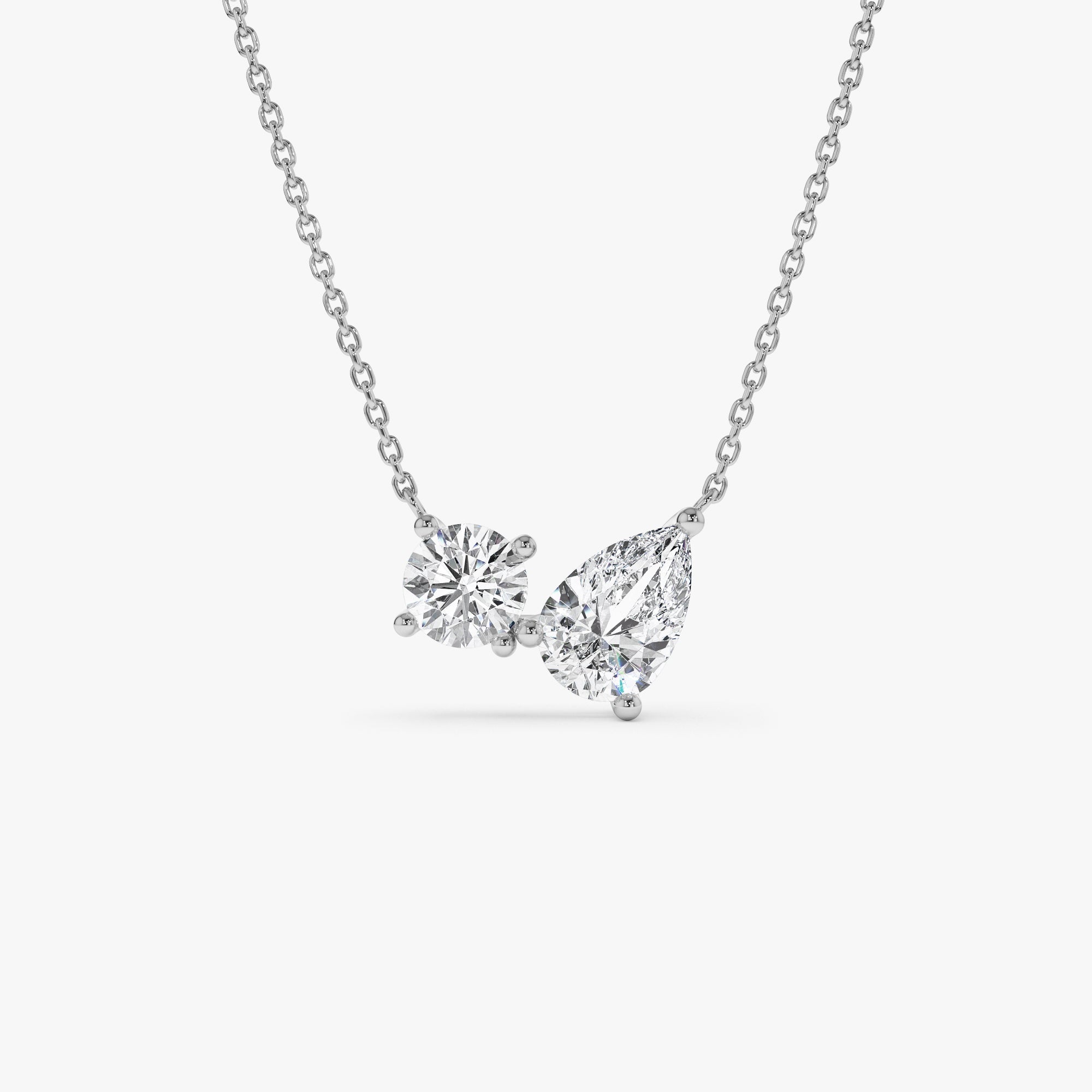 OBFJ0970 - 1.55 ctw 14k Pear Shaped and Round Lab Grown Diamond Neklace - Maria 6