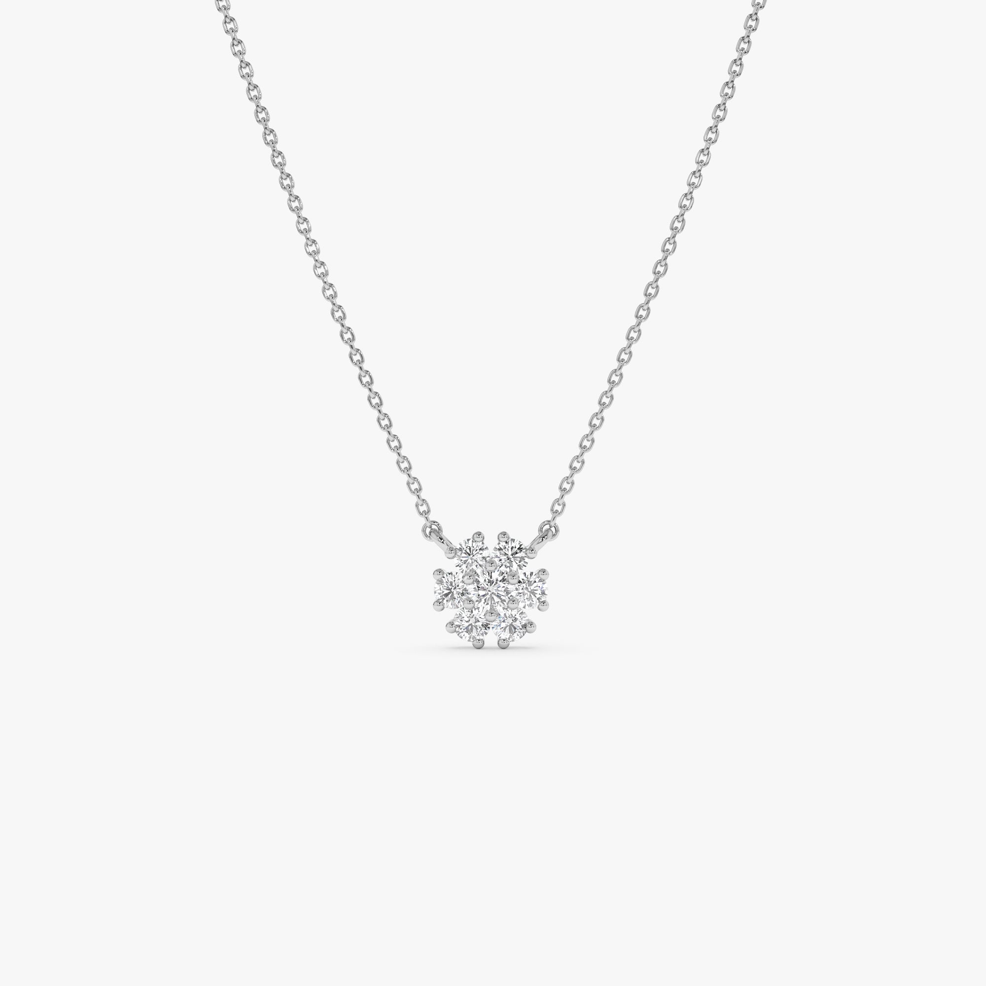 OBFJ1011 - 14k Cluster Flower Diamond Necklace 6