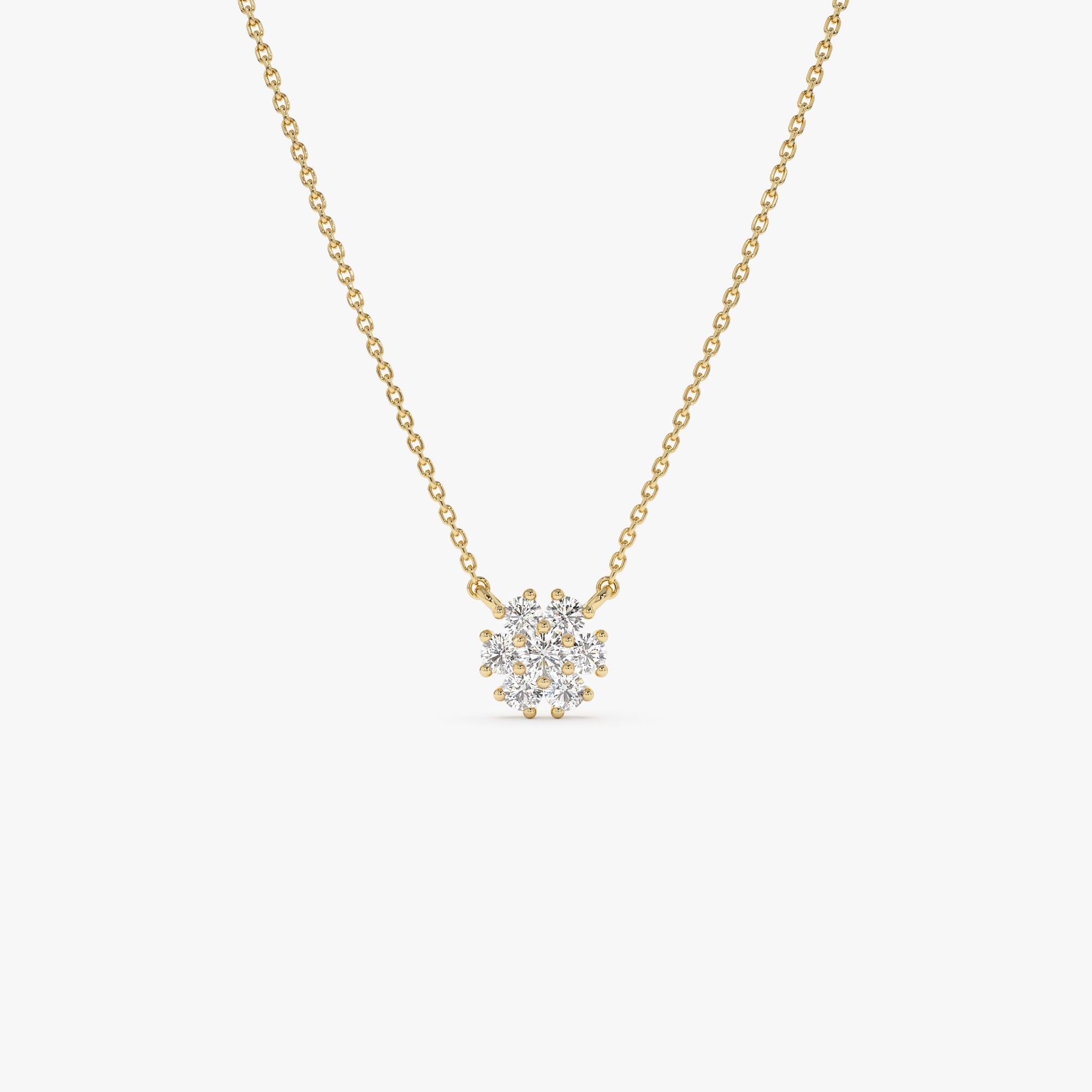 OBFJ1011 - 14k Cluster Flower Diamond Necklace 1