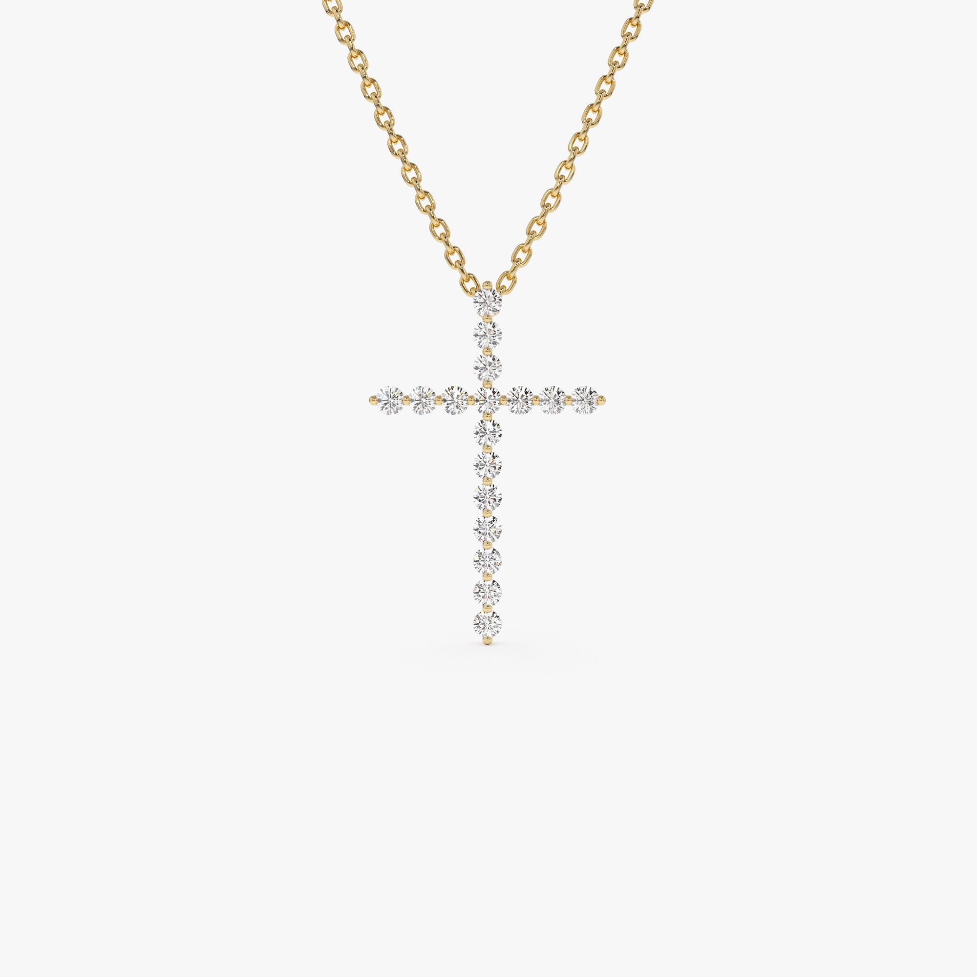 OBFJ1010 - 14k Single Shared Prong Diamond Cross 1