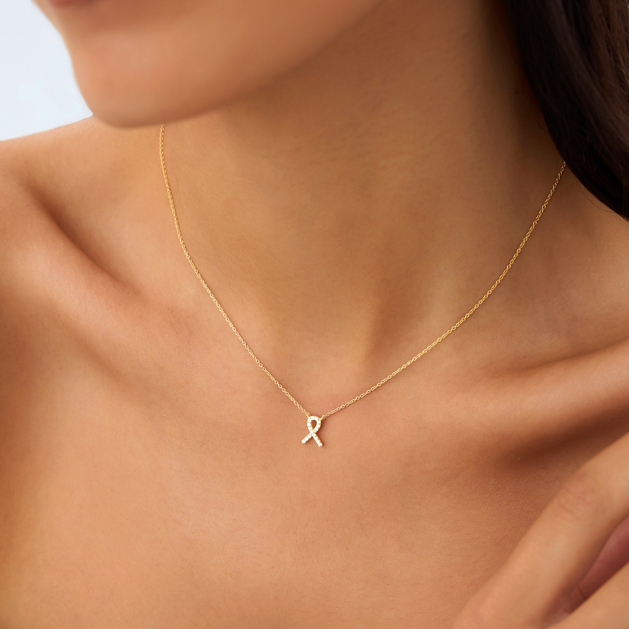 OBFJ1031 - 14k Diamond Ribbon Necklace 3