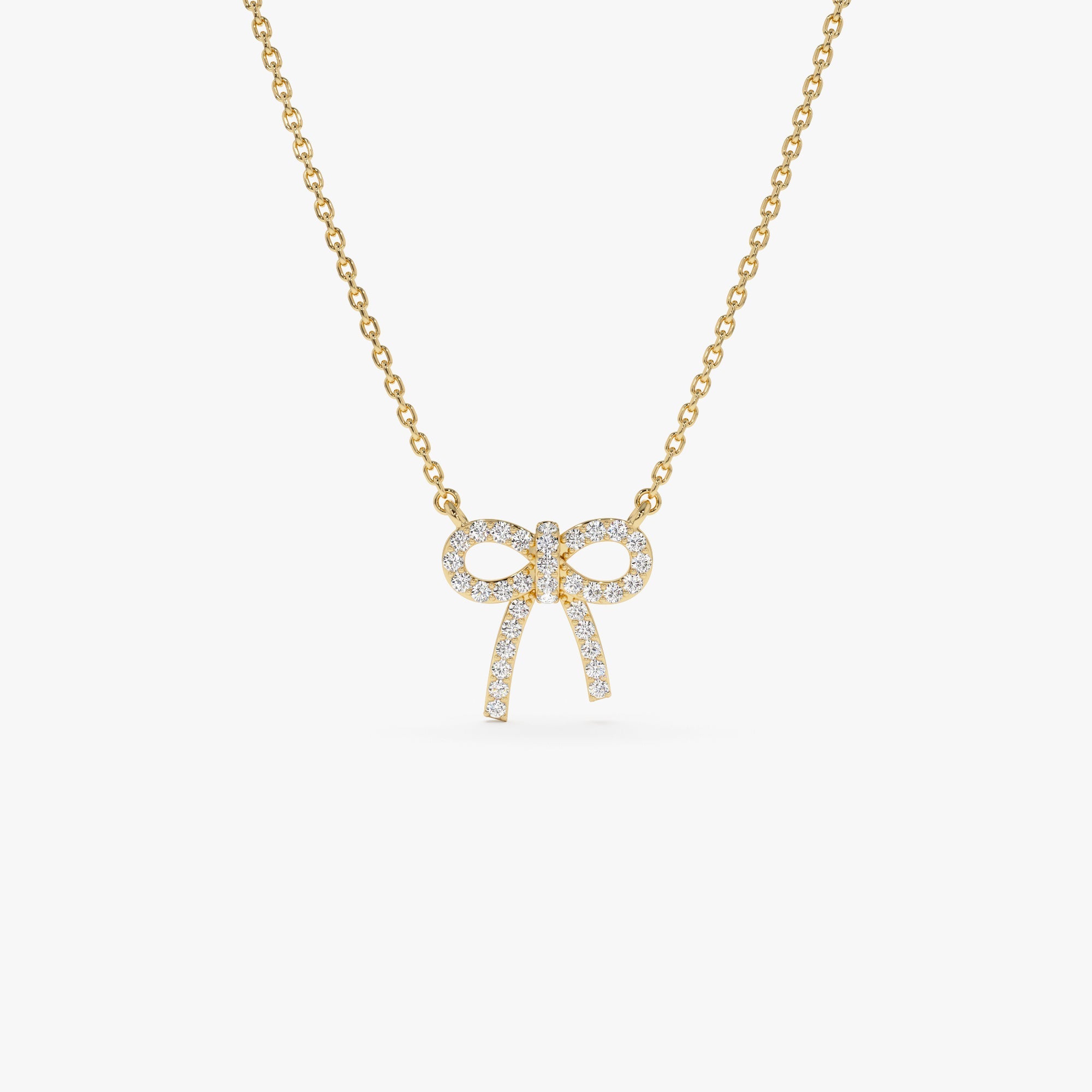 OBFJ0906 - 14k Diamond Bow Necklace 1