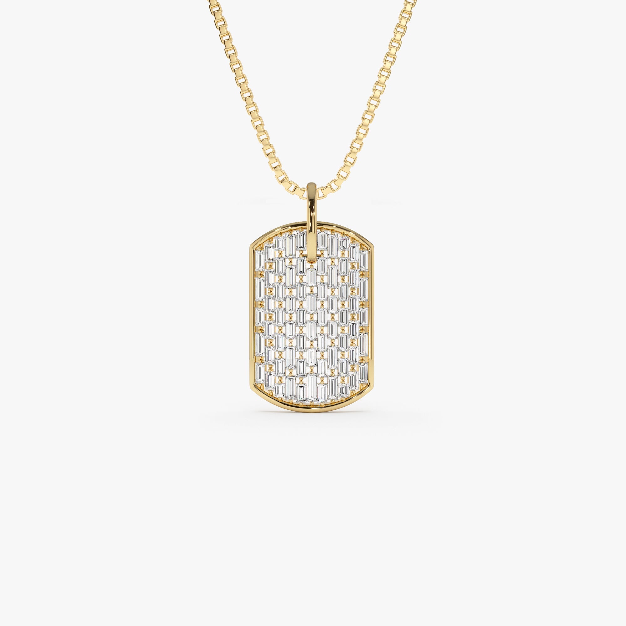 OBFJ0867 - 14K Baguette Diamond Dog Tag Pendant 1