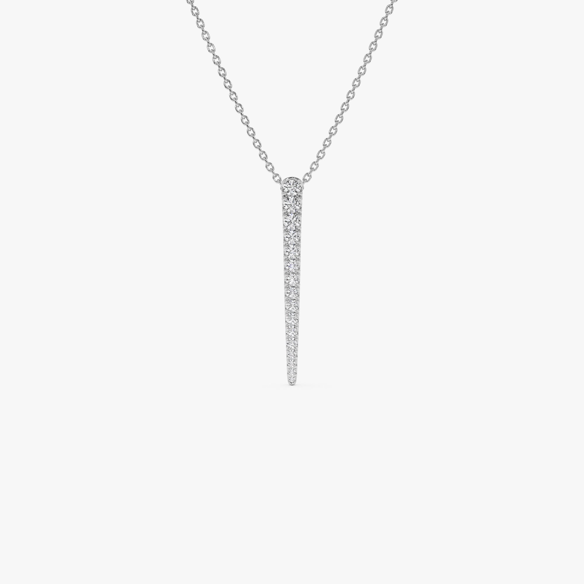 OBFJ0872 - 14K Tapered Diamond Bar Necklace 8