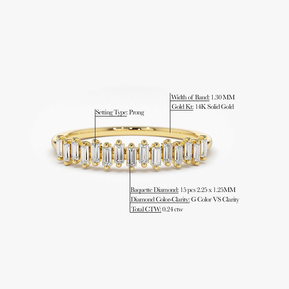 OBFJ1793 - 14K Gold Stackable Vertical Baguette Diamond Ring 7