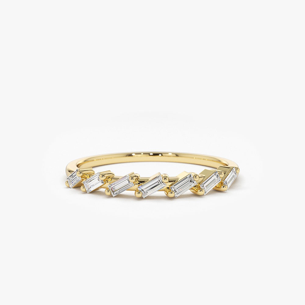 OBFJ1794 - 14k 7 Stone Slanted Baguette Diamond Ring 1