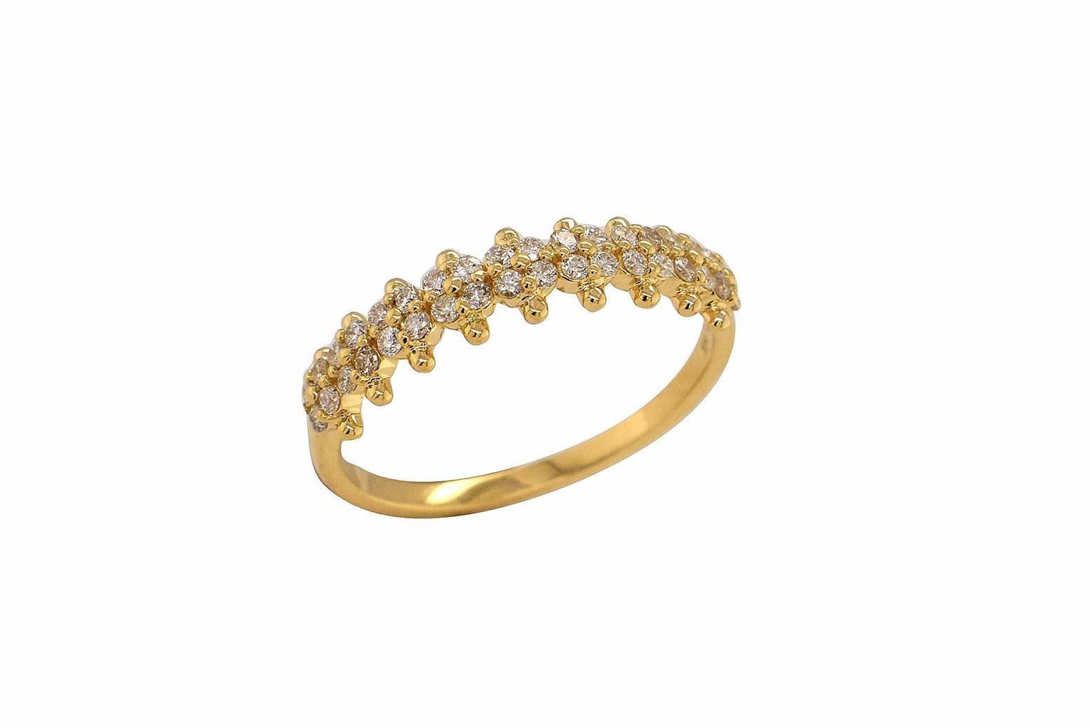 OBFJ0070 - 14K Gold Diamond Clover Bubble Stack Ring 1