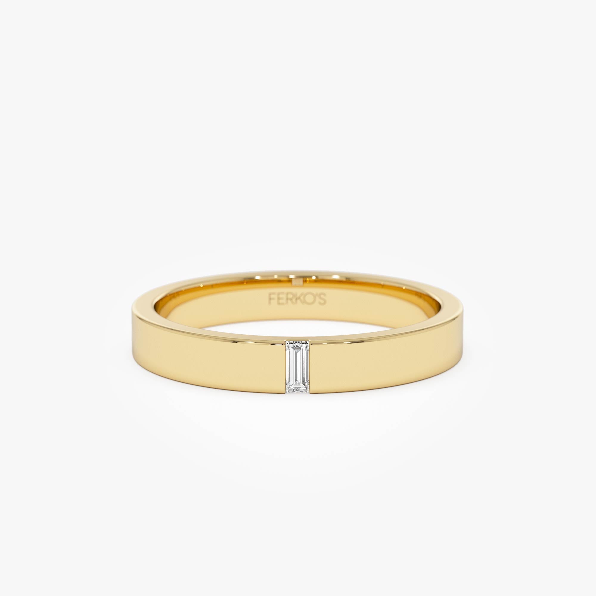 OBFJ0071 - 14K Gold Diamond Baguette Inlay Wedding Band 1