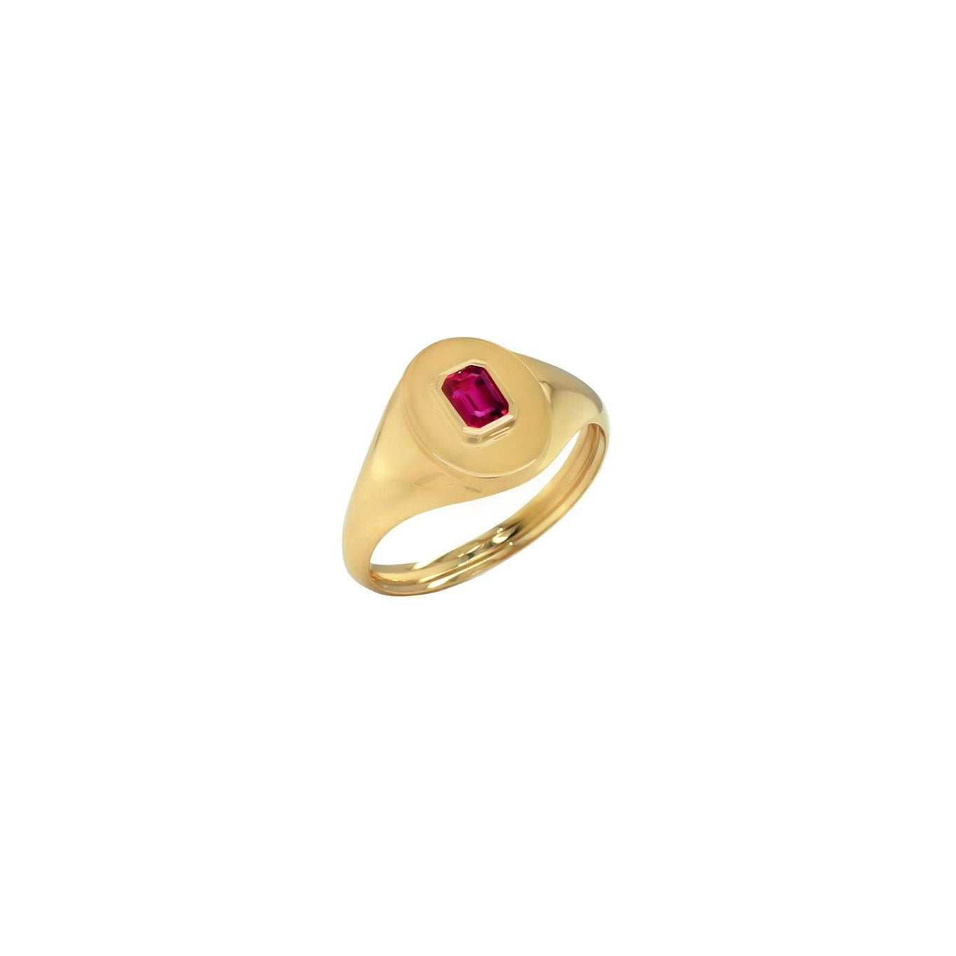 OBFJ0078 - 14K Gold Ruby Signet Band 1