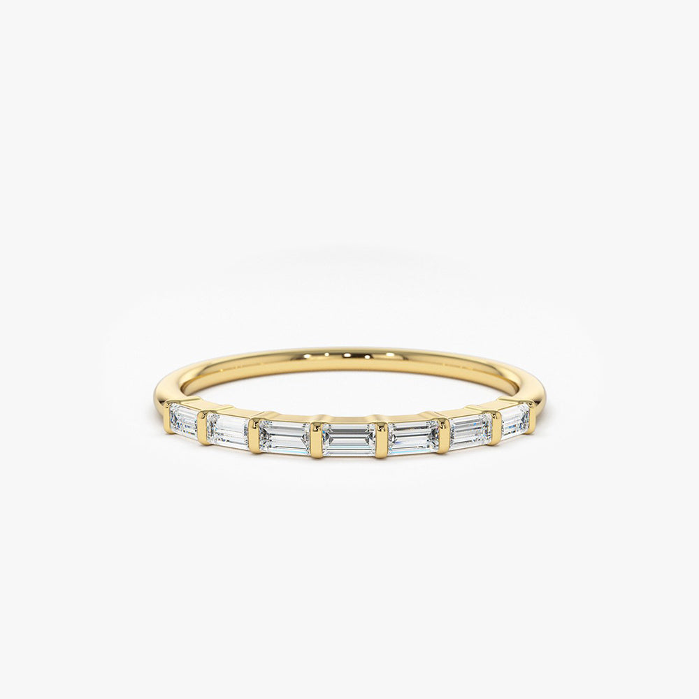 OBFJ1808 - 14K 7 Stone Baguette Diamond Wedding Ring 1